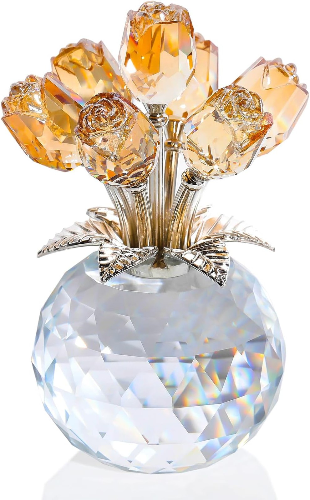 Ornalrist Crystal Gold Roses Figurine, Glass Roses Bouquet Collectible Decor …