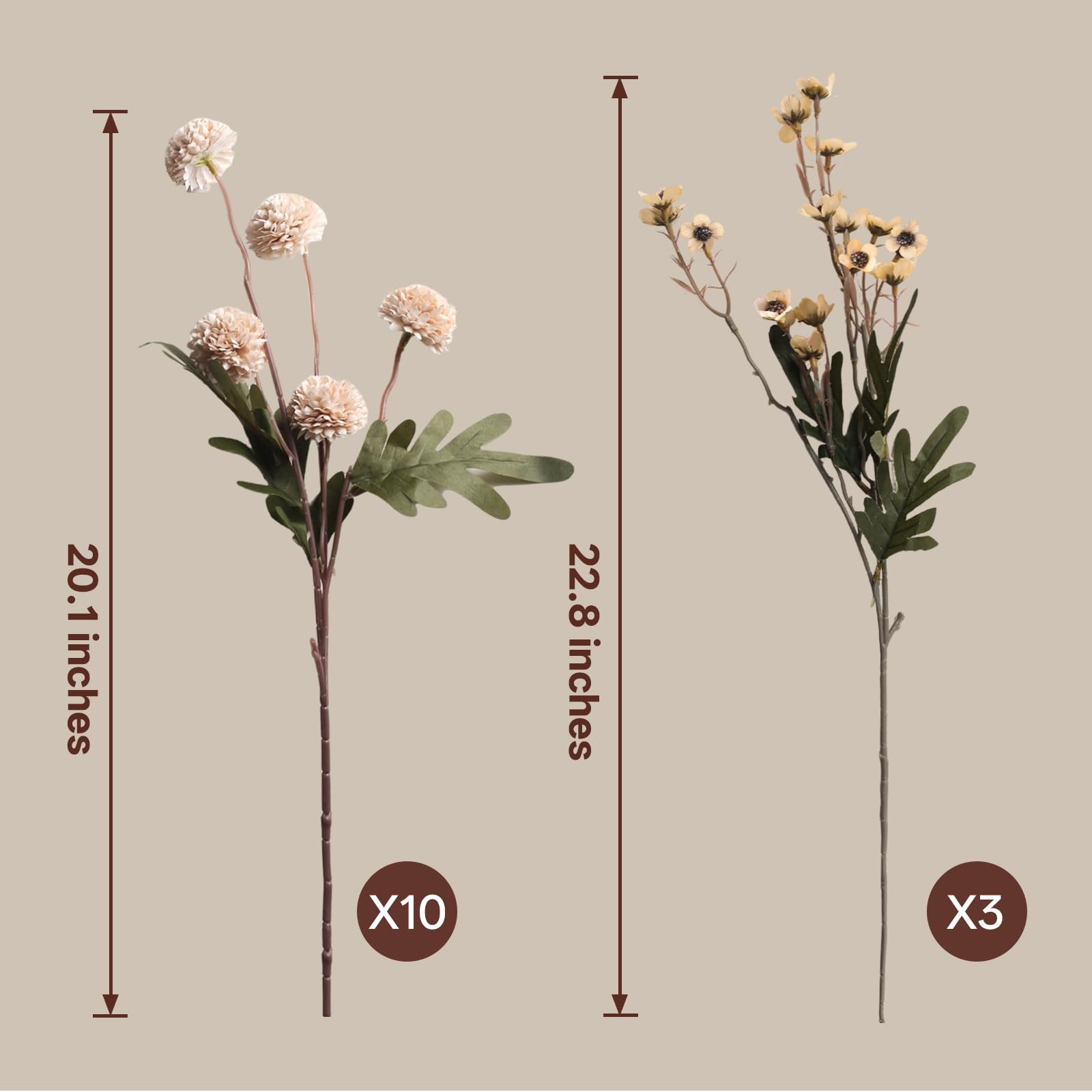 13Pcs Faux Kiku Flowers for Vase – Long Stem Artificial Flowers with Wax, Fak…