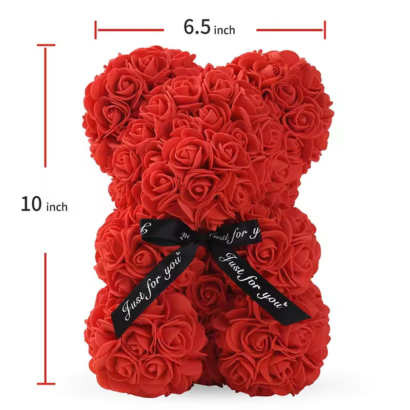 Teddy Bear Rose 25cm Flower Rose Bear with Box ＆ Led Light Valentines Gift
