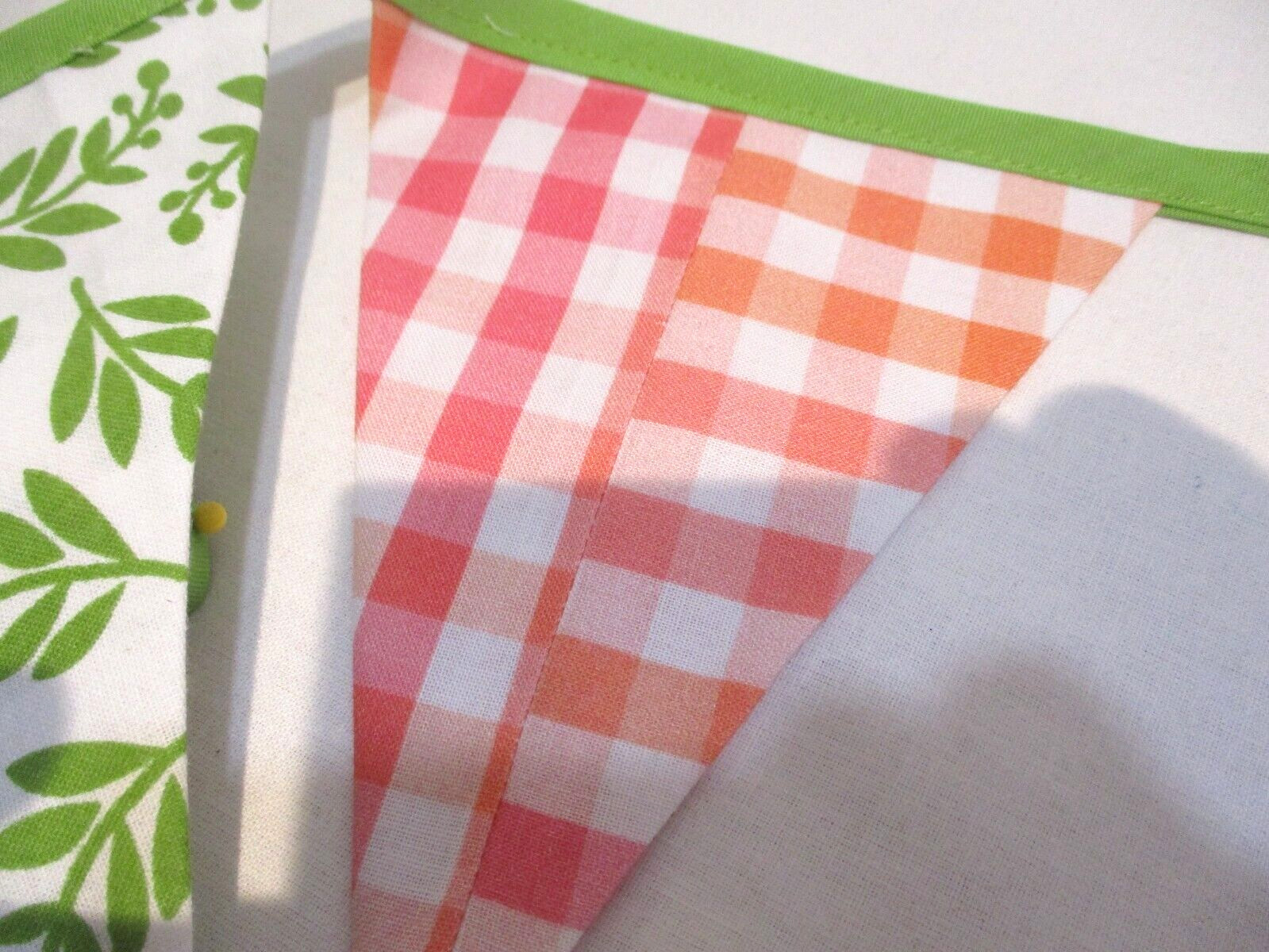 Cotton Flag Garland, Peach-Green Floral, Garden , College Dorm Decoration, 88″ L