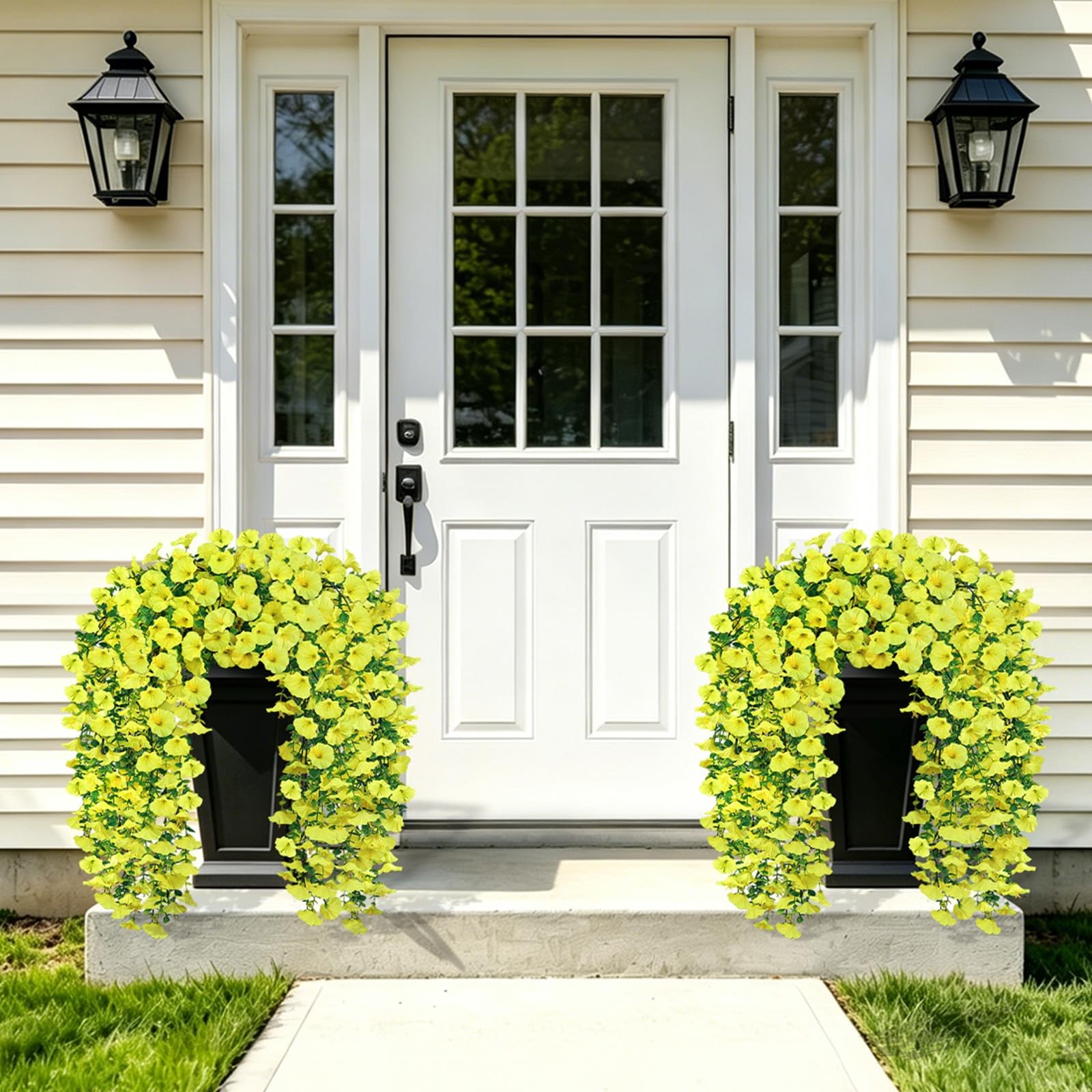 Artificial Flowers for Outdoors, 6-Pack 420 Blooms UV Resistant Hanging Morni…
