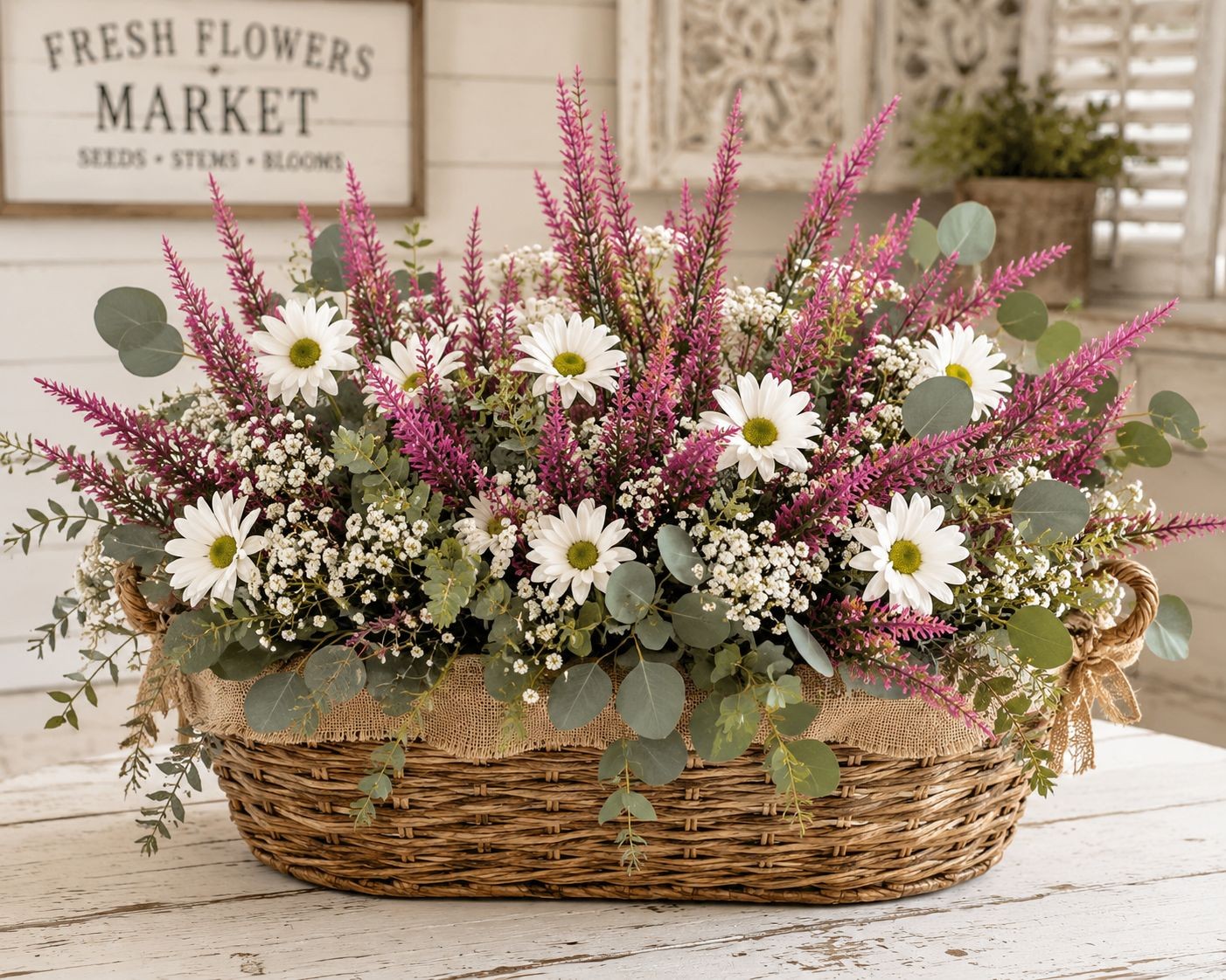 Fuchsia Pink Faux Lavender Stems Artificial Heather Spray Floral Filler Wreath F