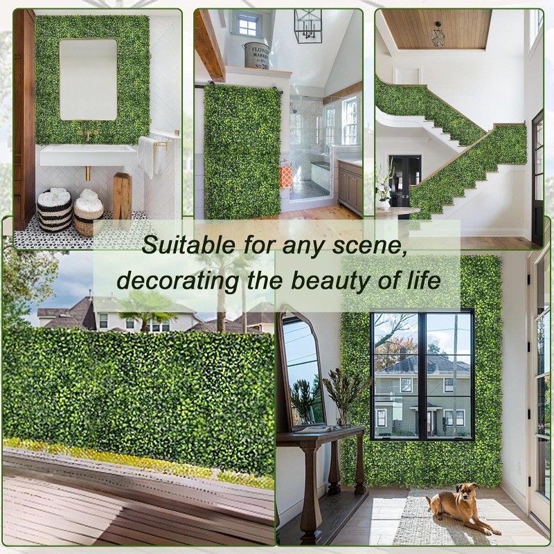 [Indoor Outdoor Decor] 10pcs Artificial Boxwood Hedge Wall Panels: 10 X 10In
