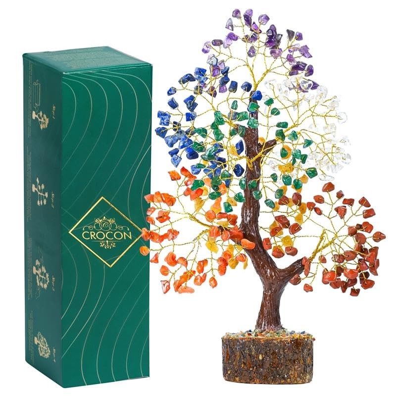 Natural Trunk 7 Chakra Crystals Tree Of Life Healing Stones Home Decor Gift