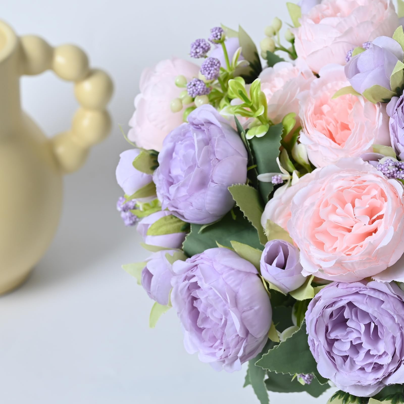 4 Packs Peonies Artificial Flowers, Pinkish-Purple Artificial Peonies, Silk P…