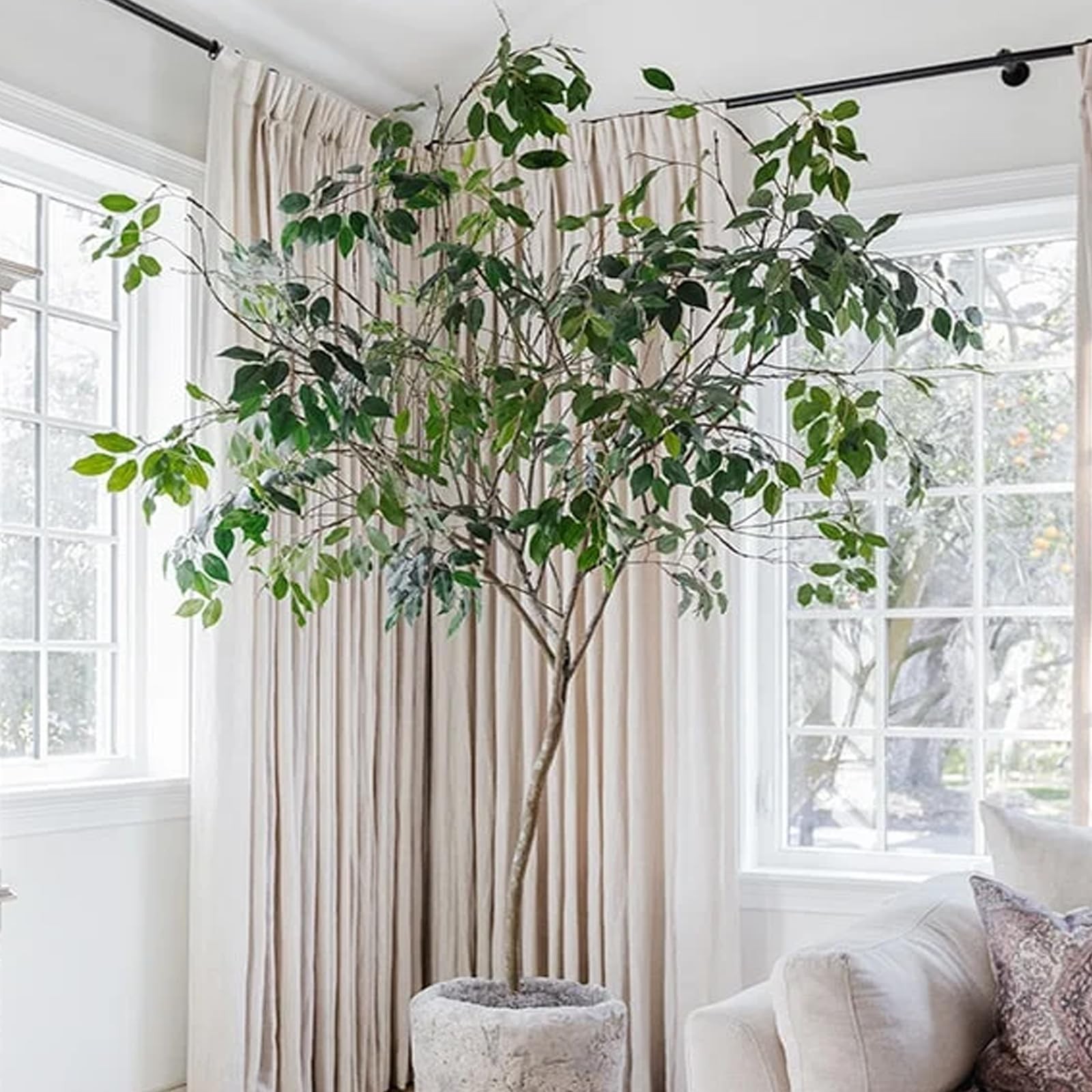 24PCS Artificial Ficus Leaves Branches Faux Ficus Tree Branches Artificial Gr…