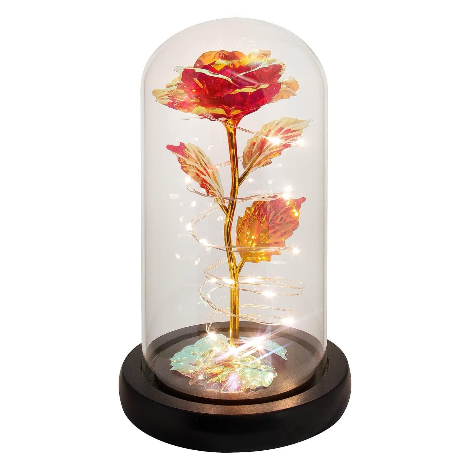Romantic gift/ Artificial Red Rose | Glass Dome LED Lights | Mother day gifts