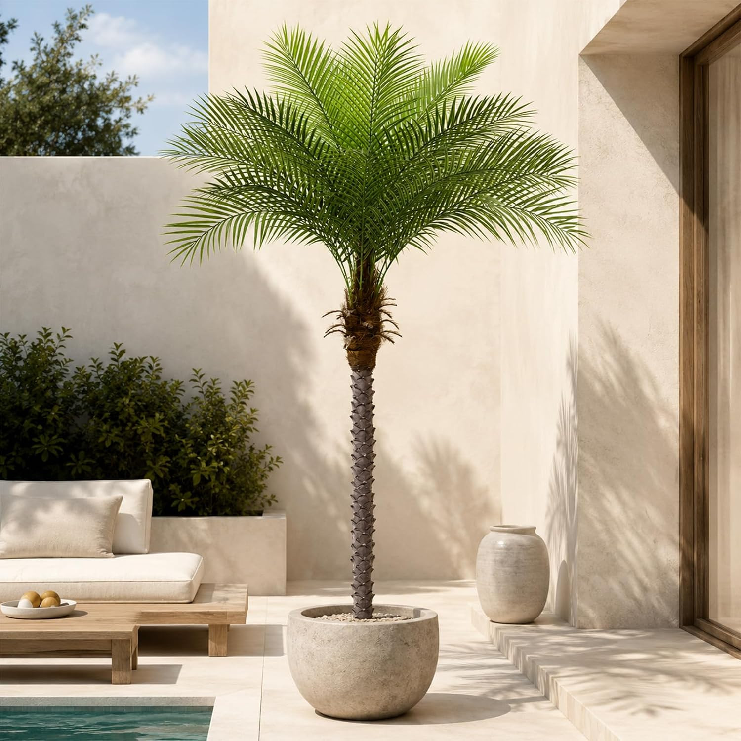 7Ft Artificial Phoenix Palm Tree, Faux Coconut Silk Tropical Fake Palm Plant for