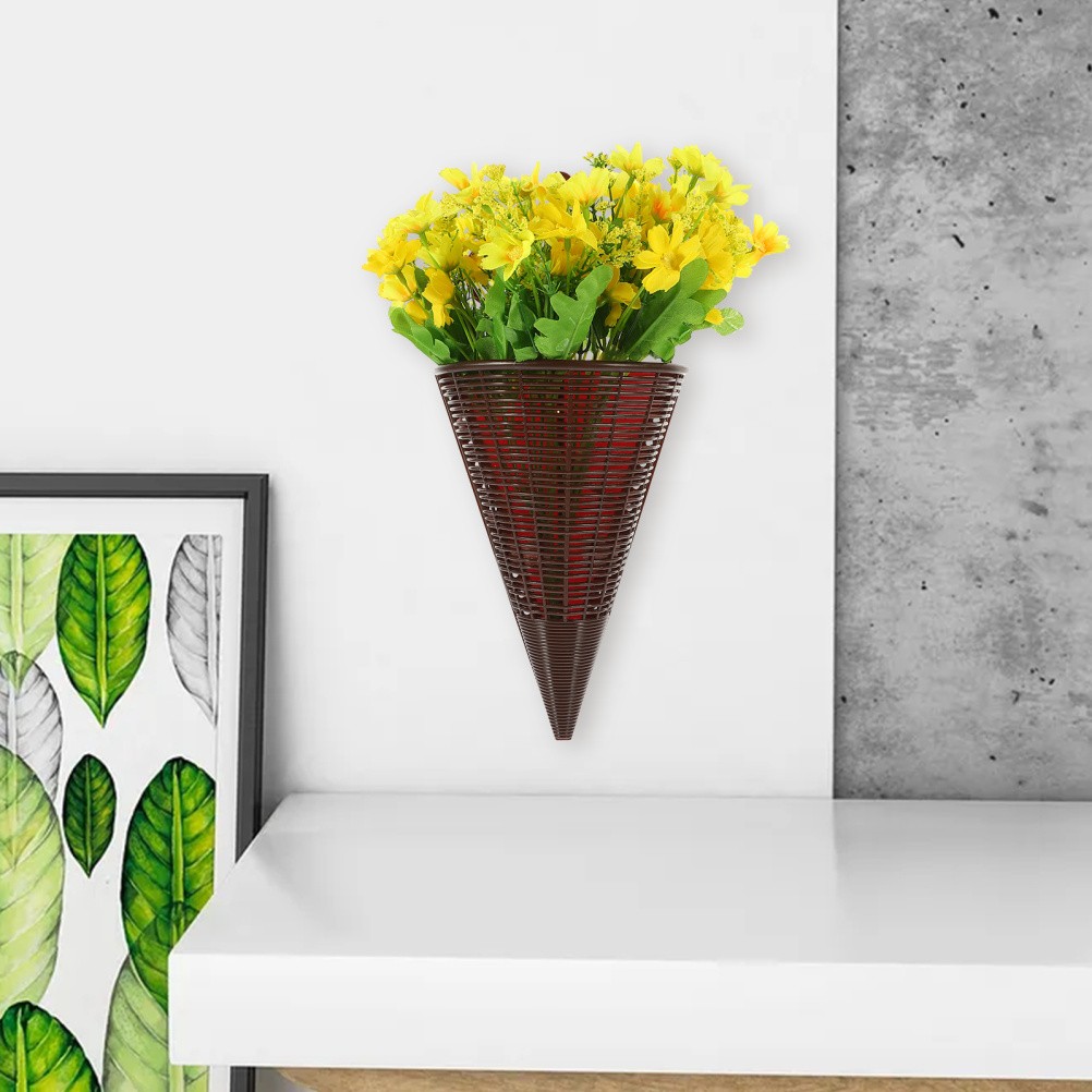 Realistic Yellow Artificial Flower Basket for Door Hanging Decorative Display