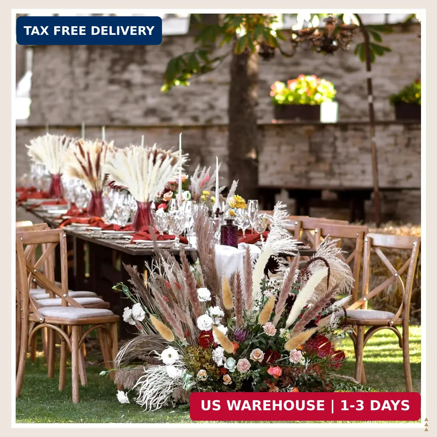 280 Pcs Natural Dried Pampas Grass Decor 17 Inch Boho Dried Flowers Bouquet Cont