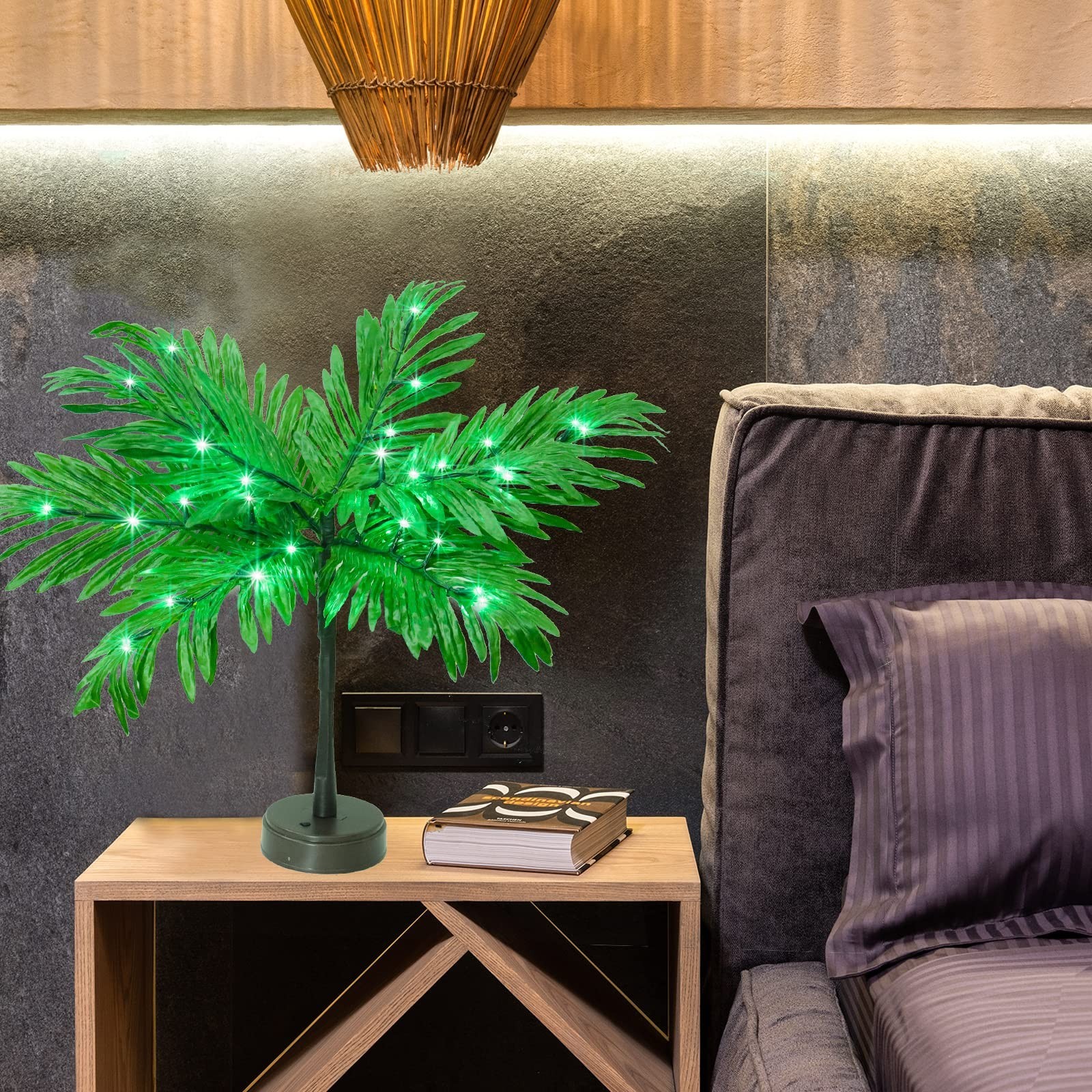 Lighted Palm Tree Table Decor 23″ – Tropical Luau Party Centerpiece, Summer Tiki