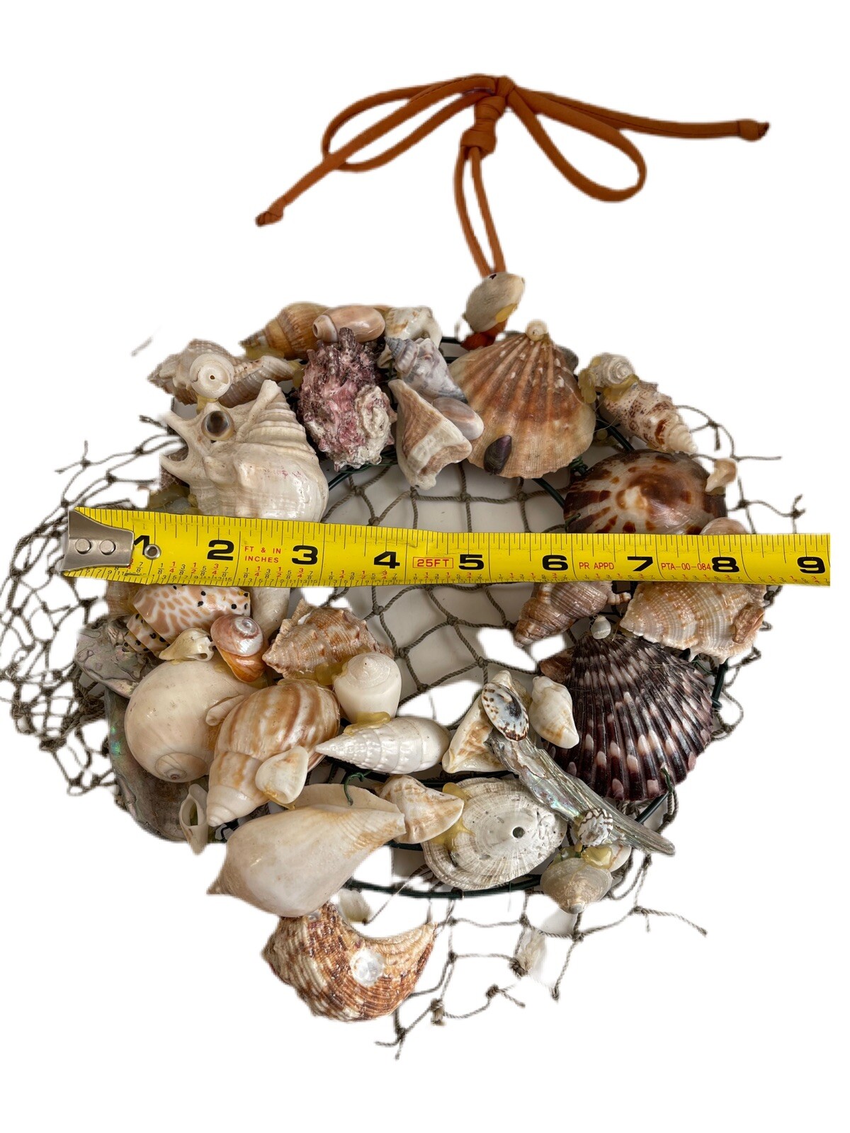 Vintage Sea Shell Wreath Coastal Home Decor Hand Crafted Real Shells Abalone 8”