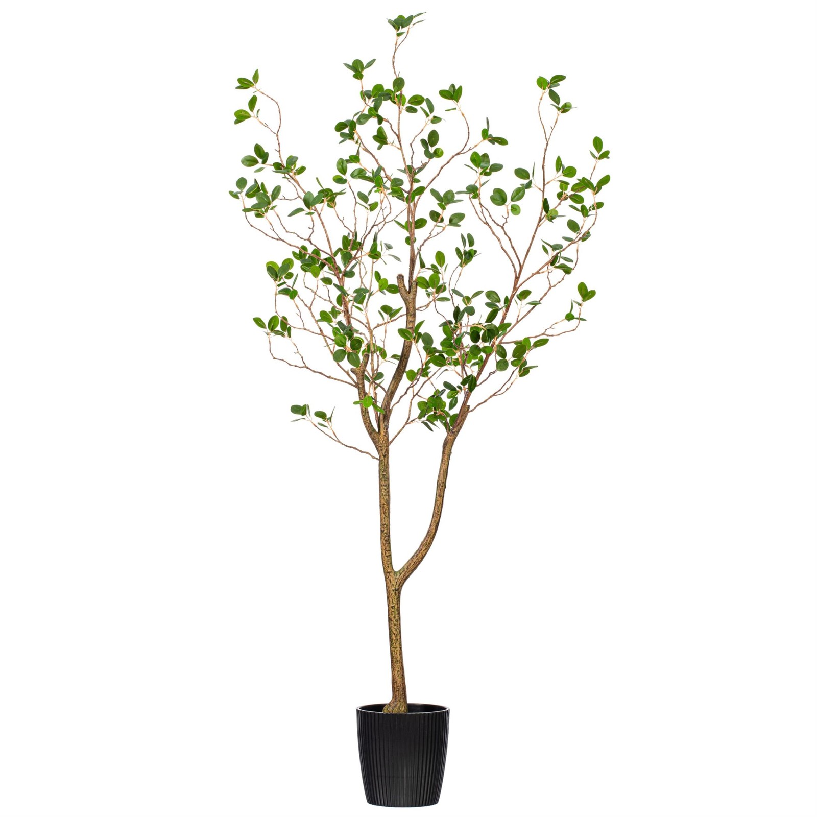 Pemberly Row Contemporary 48″ Artificial Green Potted Milan Leaf Tree