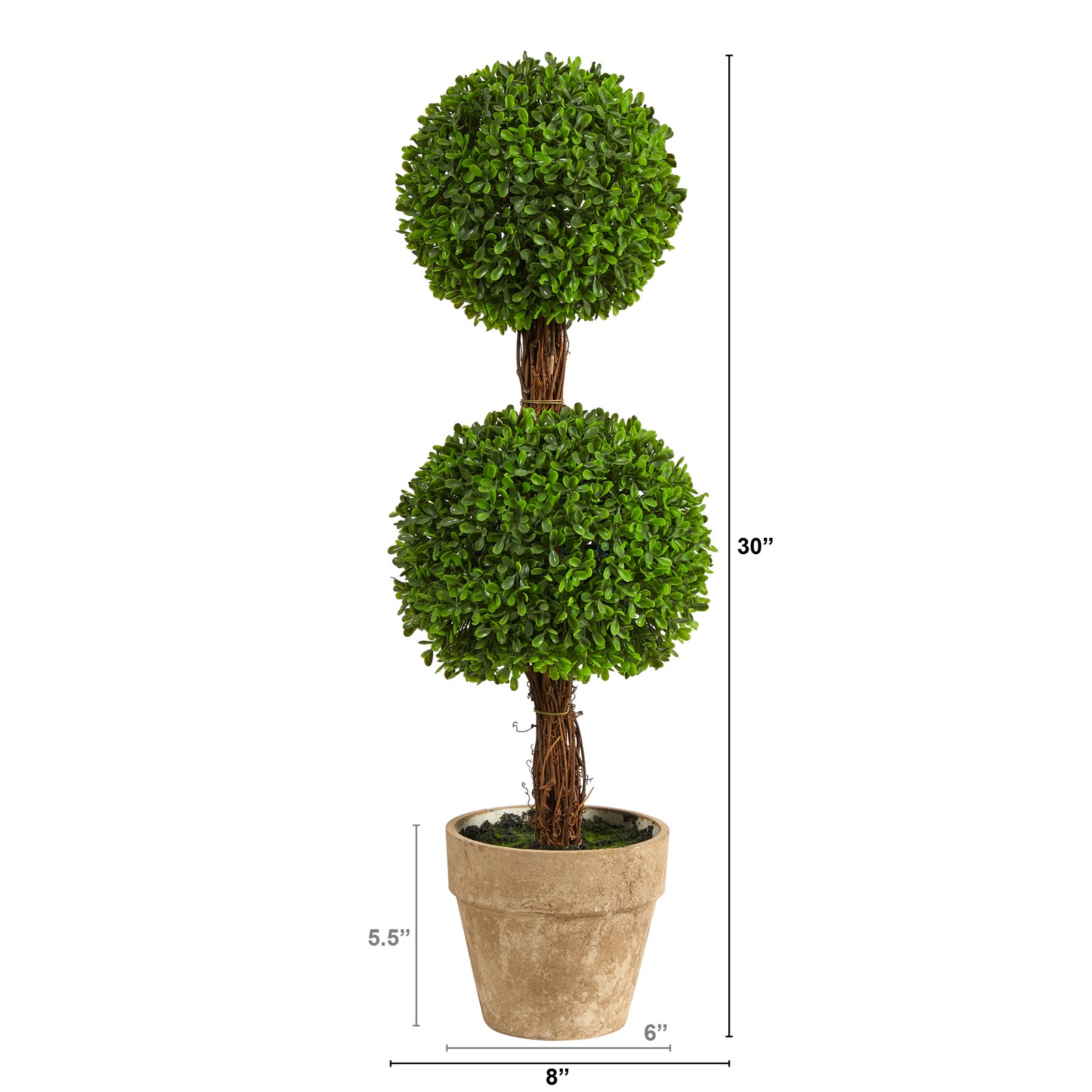 Nearly Natural 2.5ft Boxwood Double Ball Topiary Artificial Tree(Indoor/Outdoor)