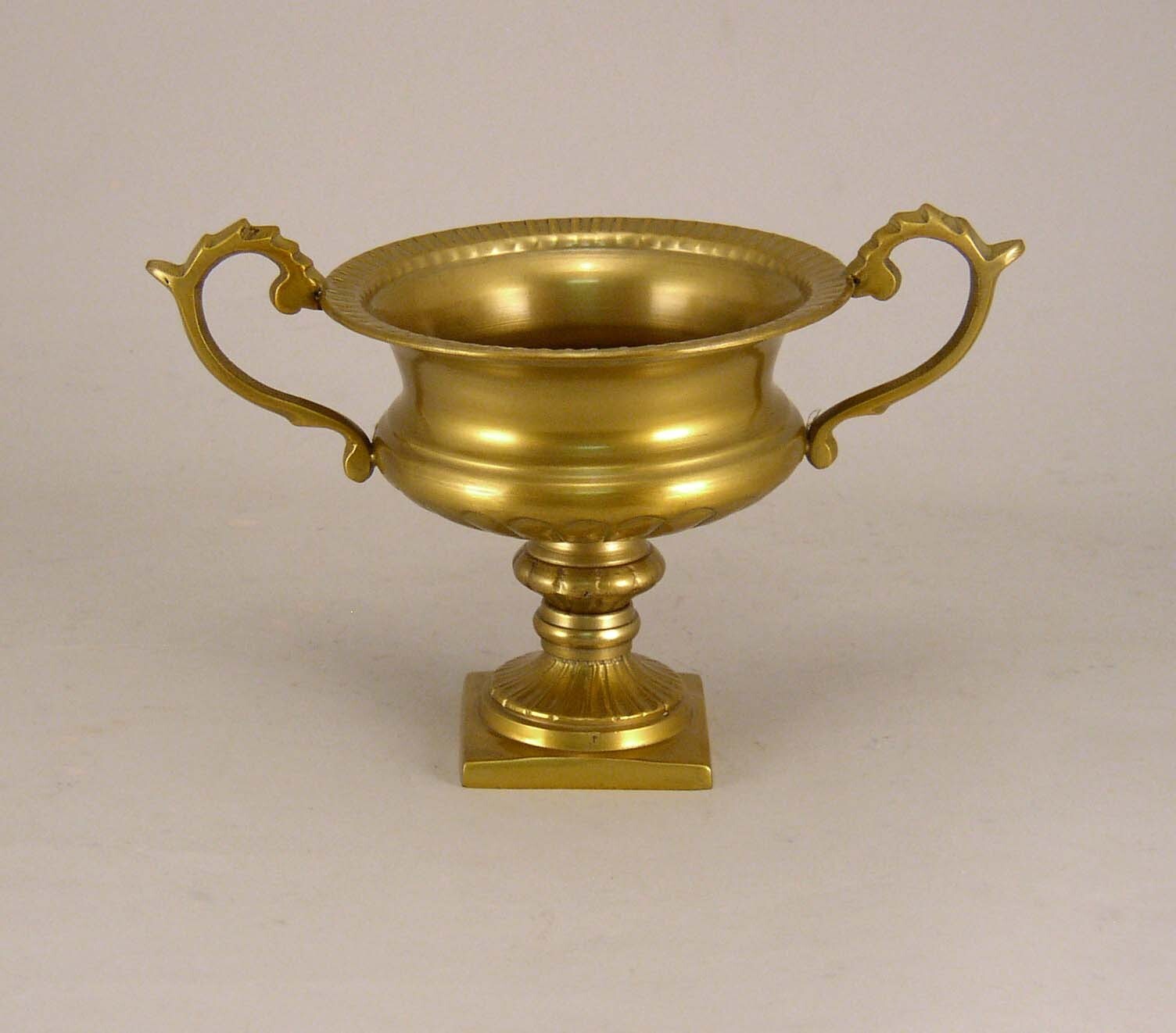 Compote Bowl Vase Gold Finish Aluminum Sq Base 6″D 5″H Set/2 FREE SHIPPING