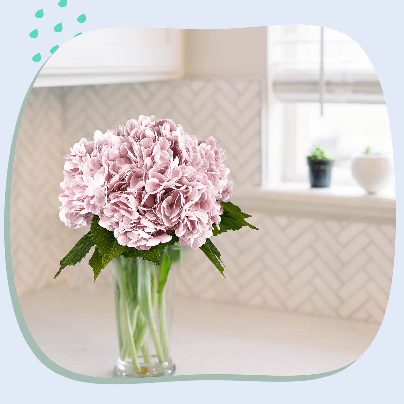 21In Pink Artificial Hydrangea Flowers 5 Pcs Real Touch 3D Print Latex Flower…