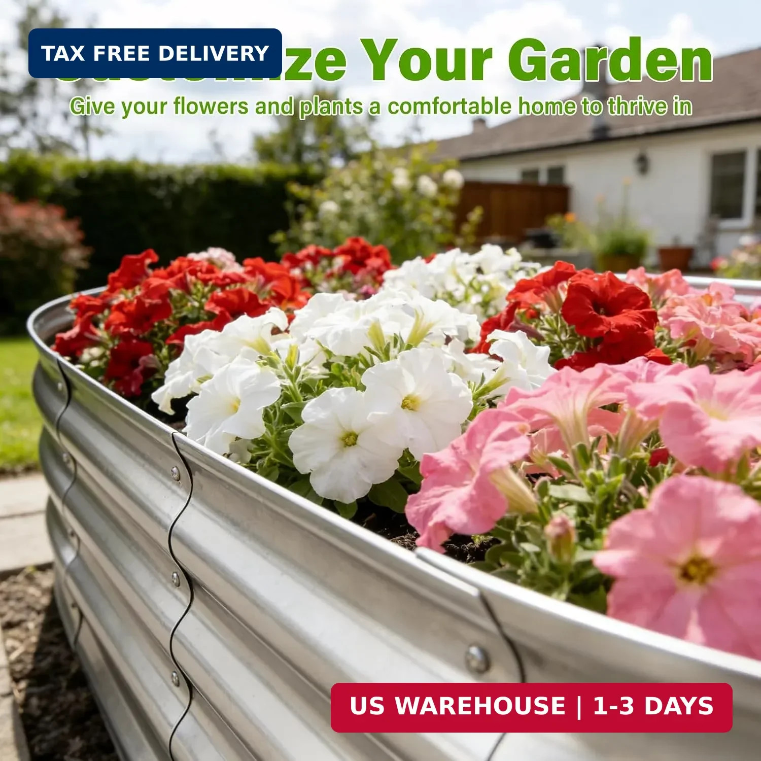 Galvanized Raised Garden Bed for Outdoor: 4X2X1ft Durable Metal Vegetable Plant
