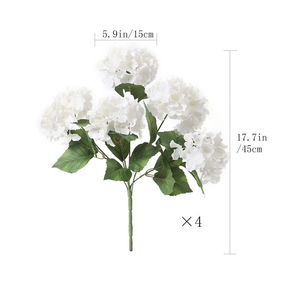 Hydrangea Artificial Flower for Outdoor, 4 Bundles Fake Hydrangea Bush Plant …