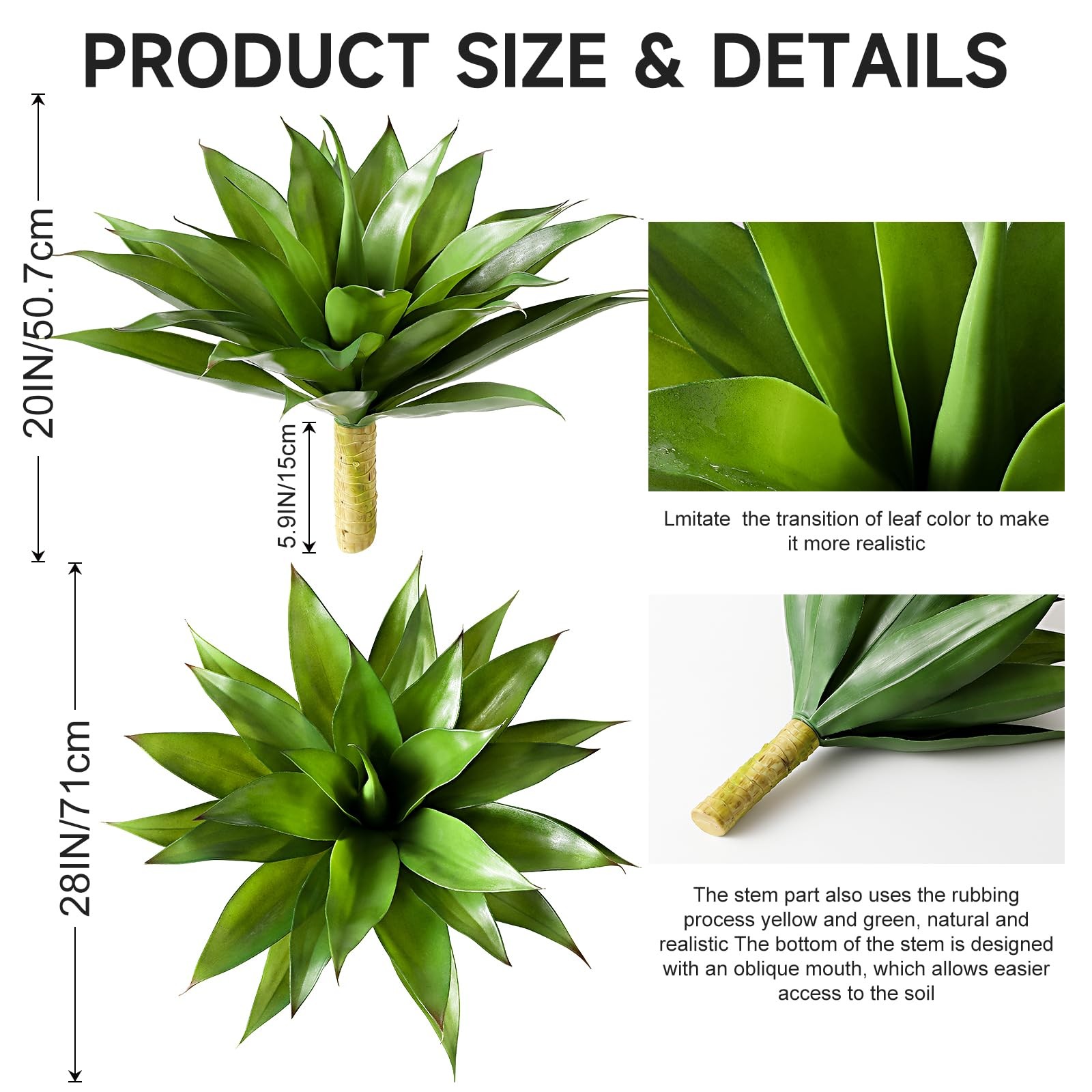 Best JUSTOYOU 28″ Artificial Agave Plants Outdoor Large Fake Faux Succulents for
