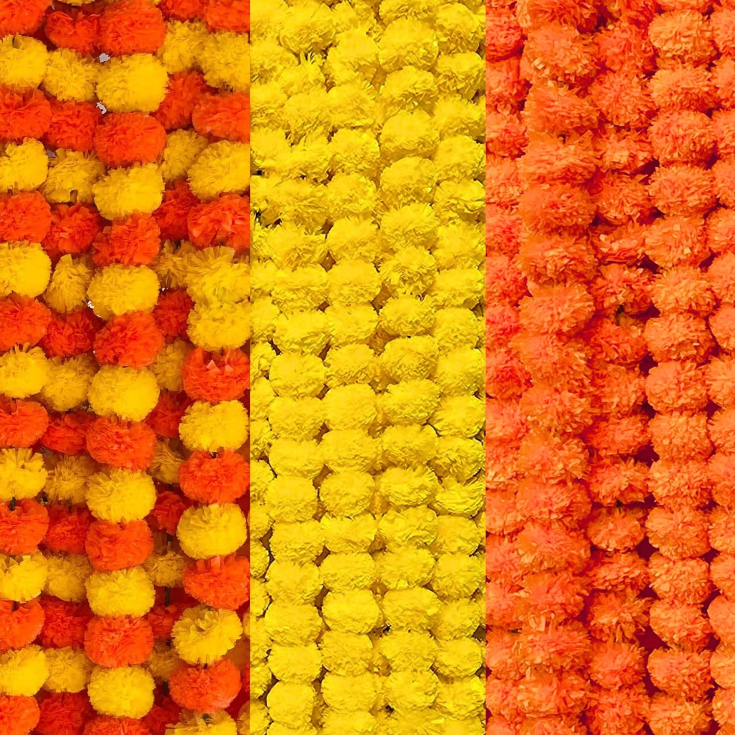 Artificial Marigold Flowers Garlands For Home Office Temple Diwali Decoration D2