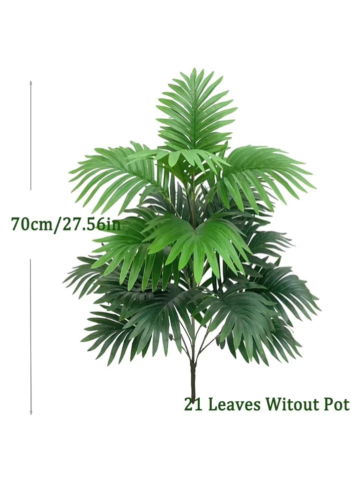 70-80cm Large Artificial Palm Tree Tropical Green Leaves Fake Plants Plastic…