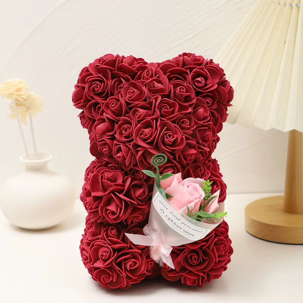 Foam Rose Teddy Bear Carry Bouquet. Ideal for Weddings, Mother’S Day, Thank You
