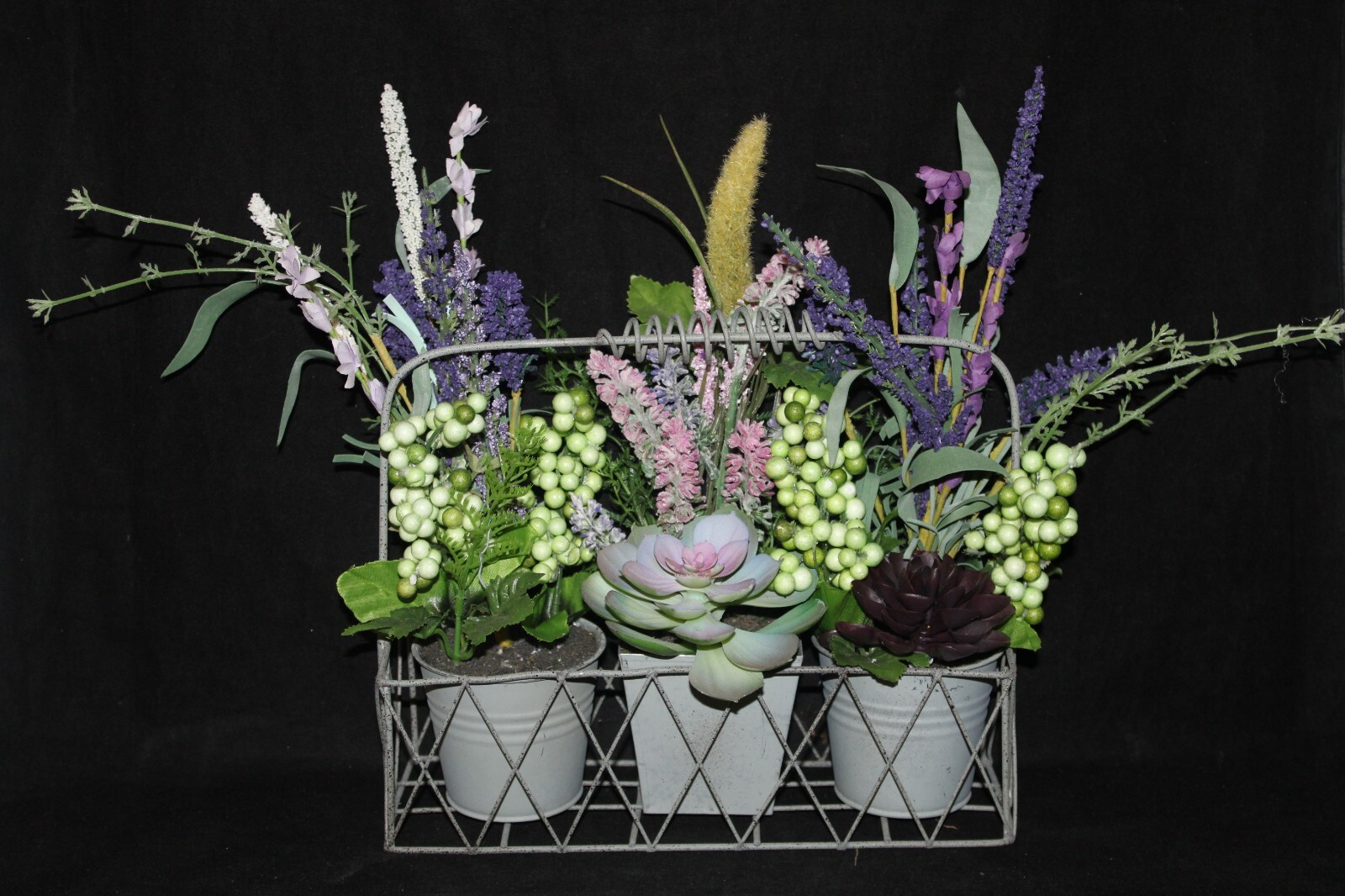 Mixed Artificial Succulent Arrangement in Metal Planter