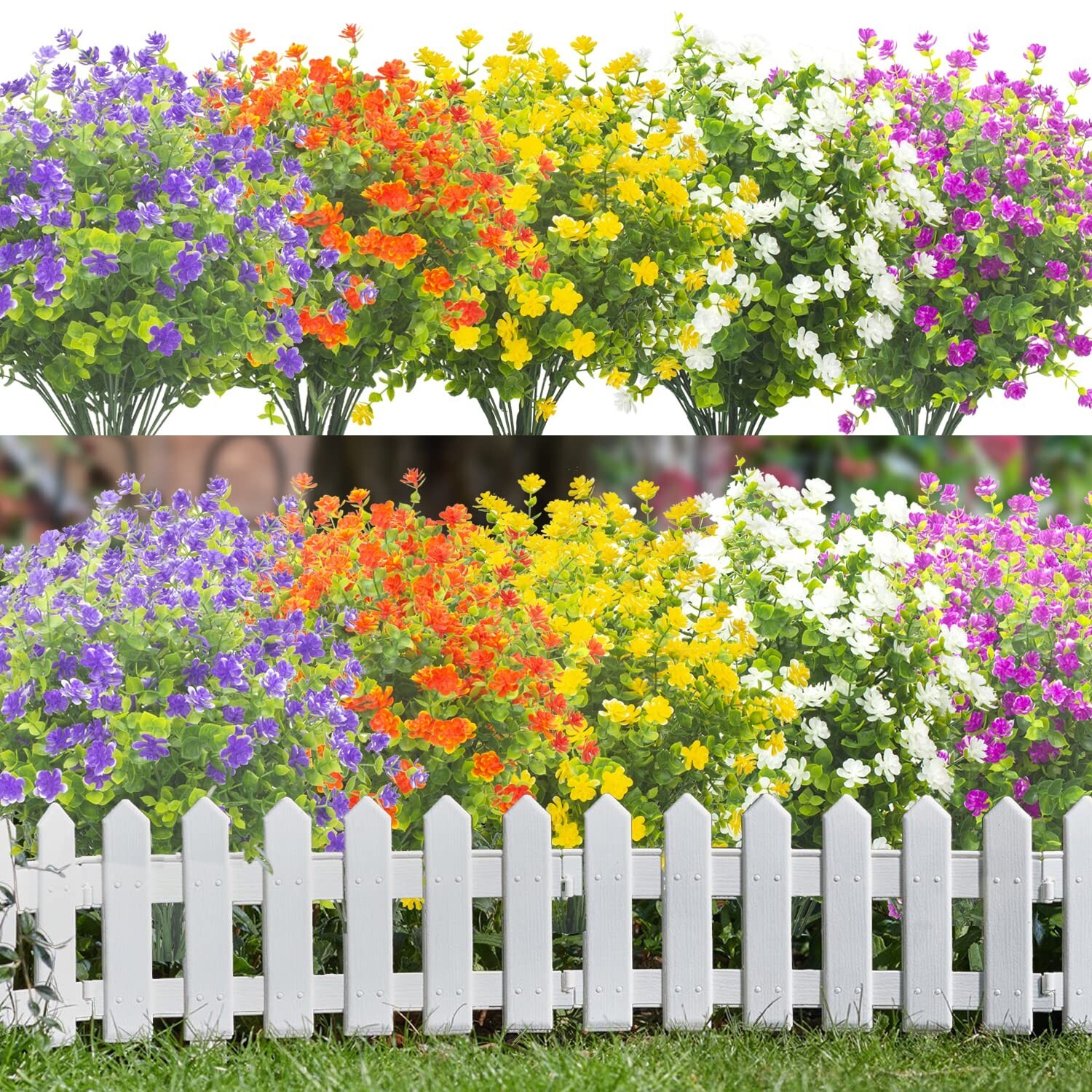 20 Bundles Outdoor Artificial Fake Flowers UV Resistant Boxwood Faux Plastic …