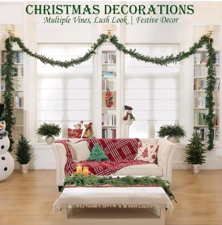 12-Piece Set 24″ Artificial Norfolk Pine Branches – Christmas Decorations – Faux
