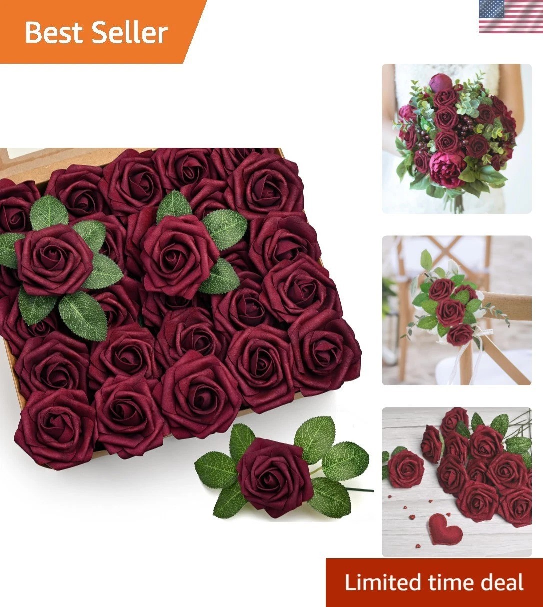 Vibrant 50Pcs Burgundy Foam Roses for Party Decor – Realistic & Elegant Touch