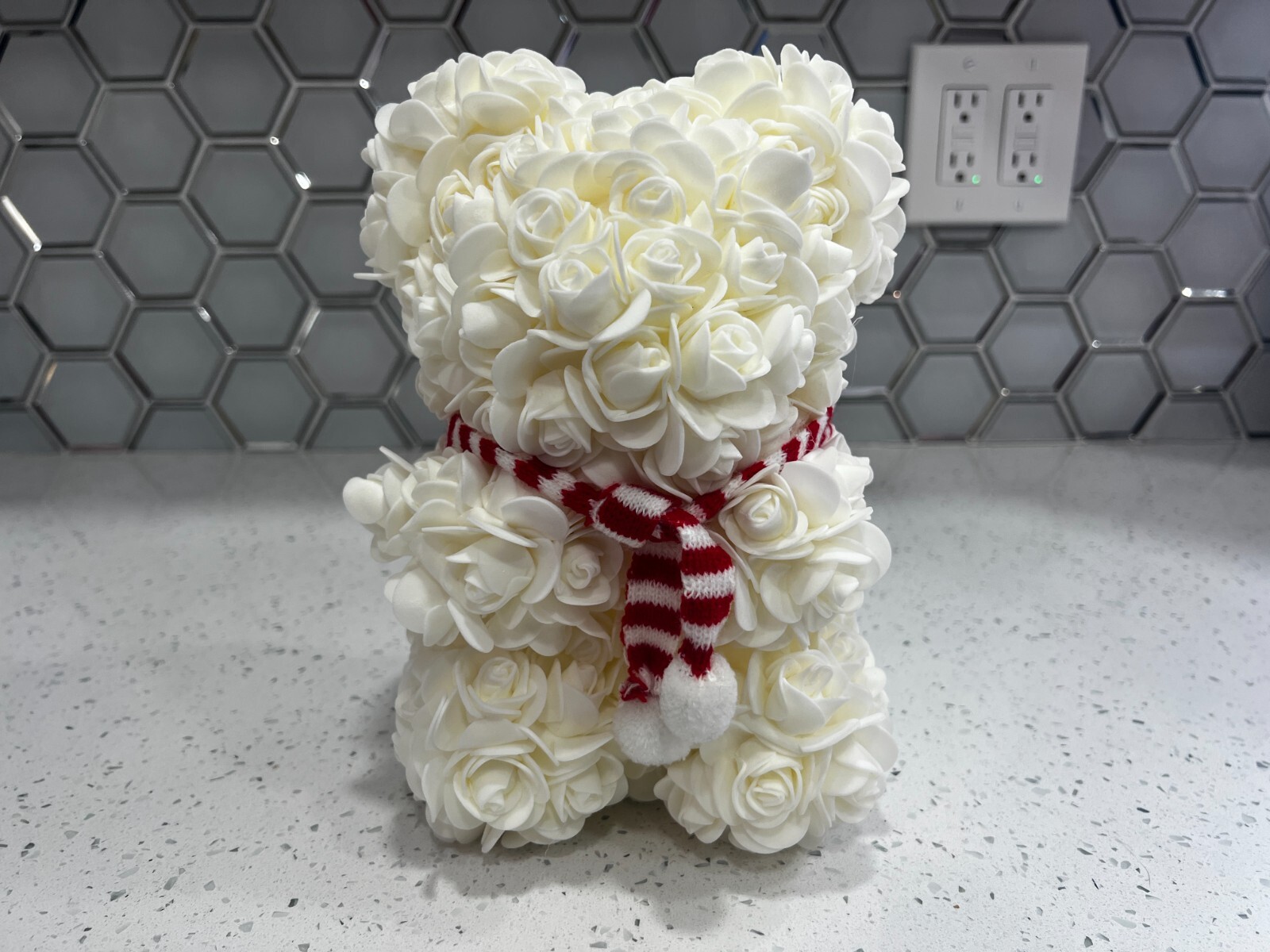 Artificial Flower Eternal White Rose Teddy Bear