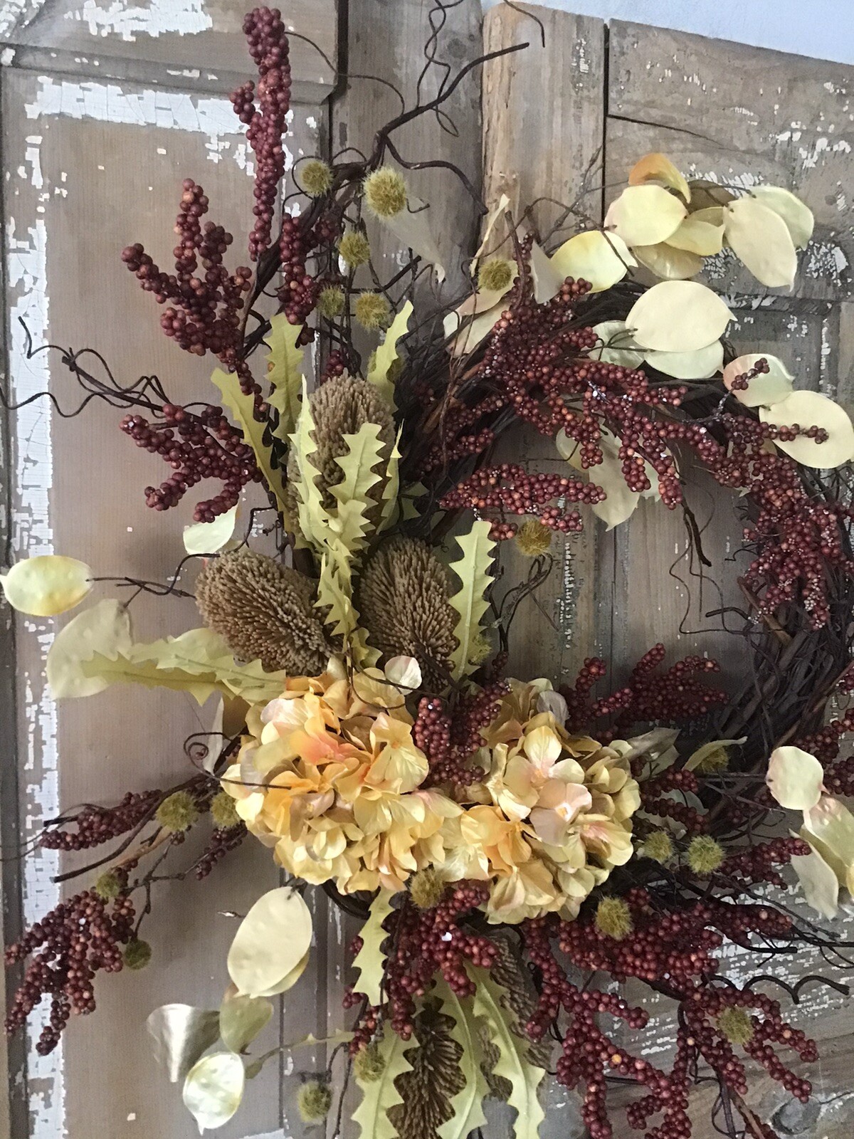 Handmade Designer Wreath Fall Neutral Winter 24” Door Wreath One Of A Kind