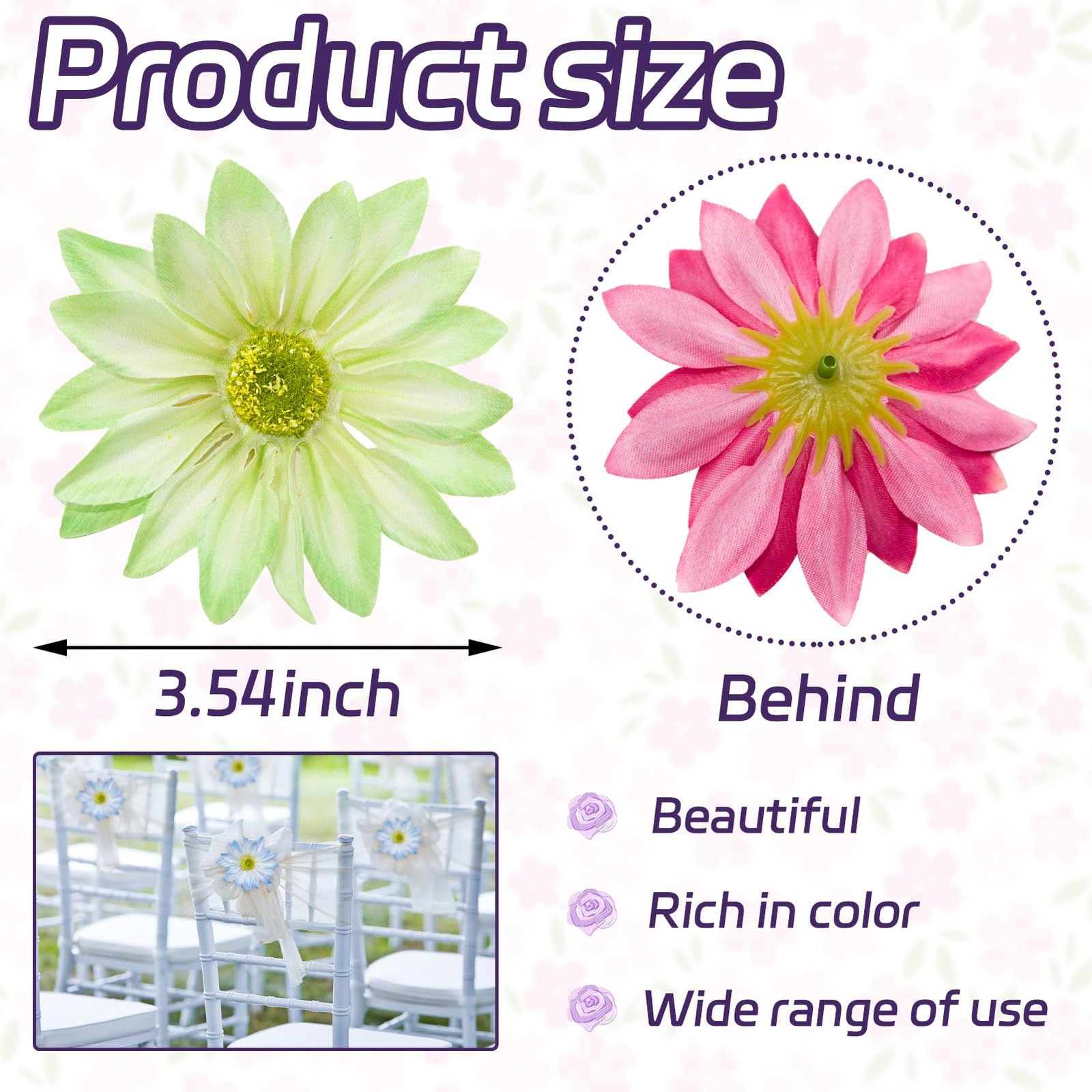 Green Artificial Daisy Flower Heads, 3.5 Inch Large Flower Heads for Crafts, …