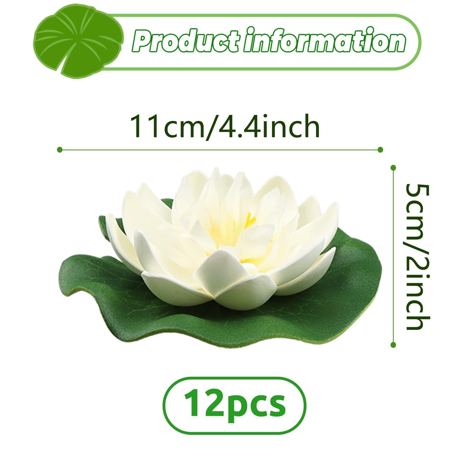 12pcs Floating Foam Lotus Flowers With Lily Pads Artificial Pond Plants Ornament