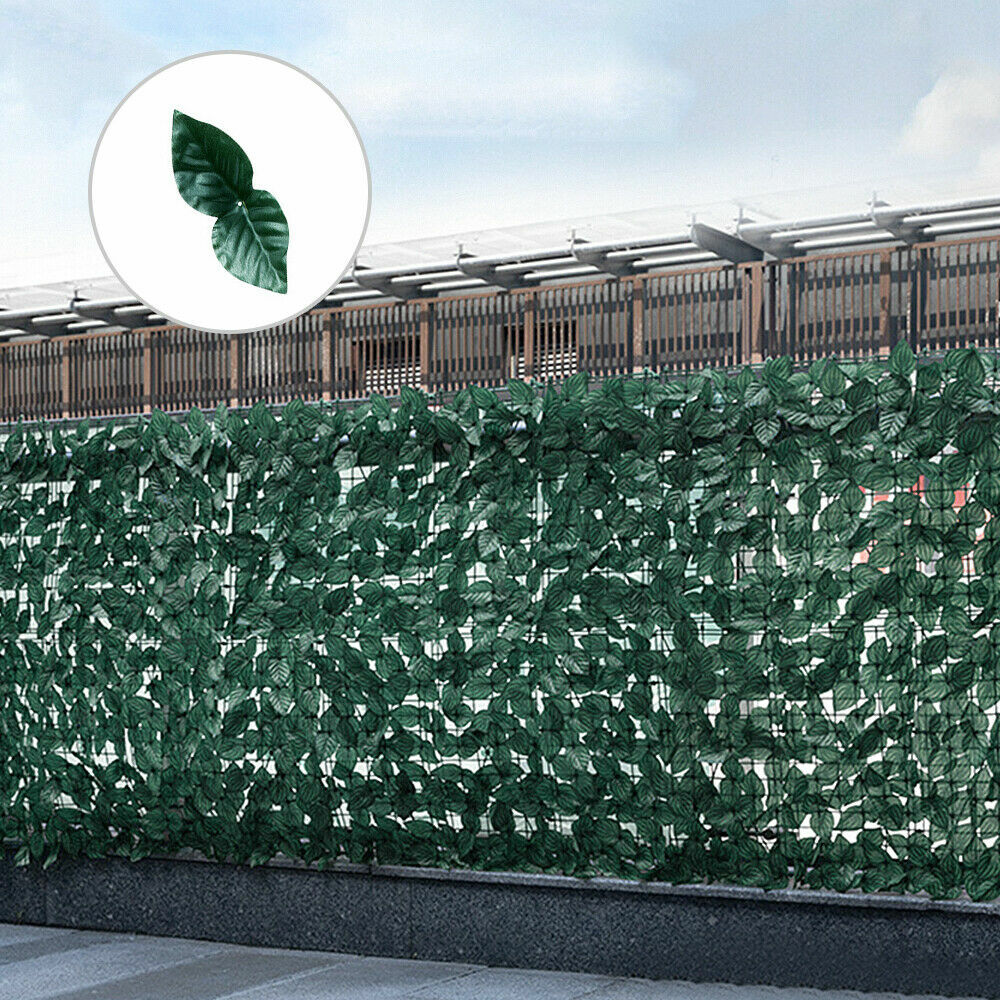Artificial Wall Hedge Privacy Screens Fence Panel Faux Leaf Grass Mat Yard Decor