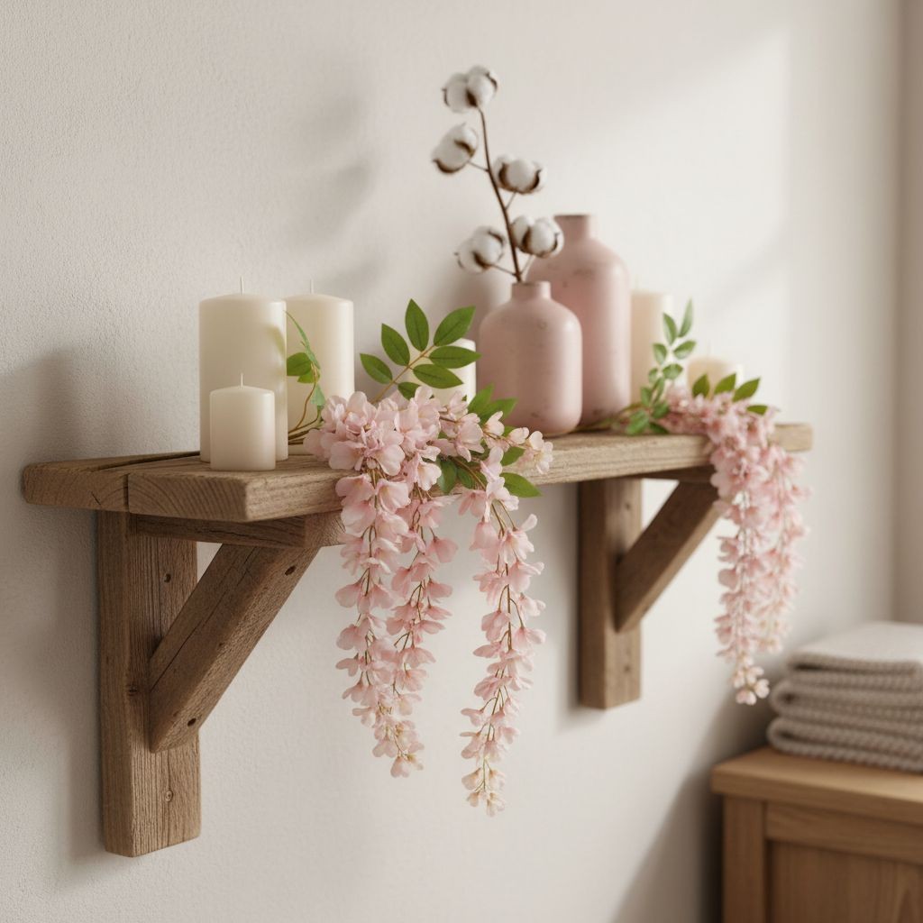 Blush Pink Wisteria Stem 43 Inch Artificial Hanging Flowers Silk Wisteria Spray