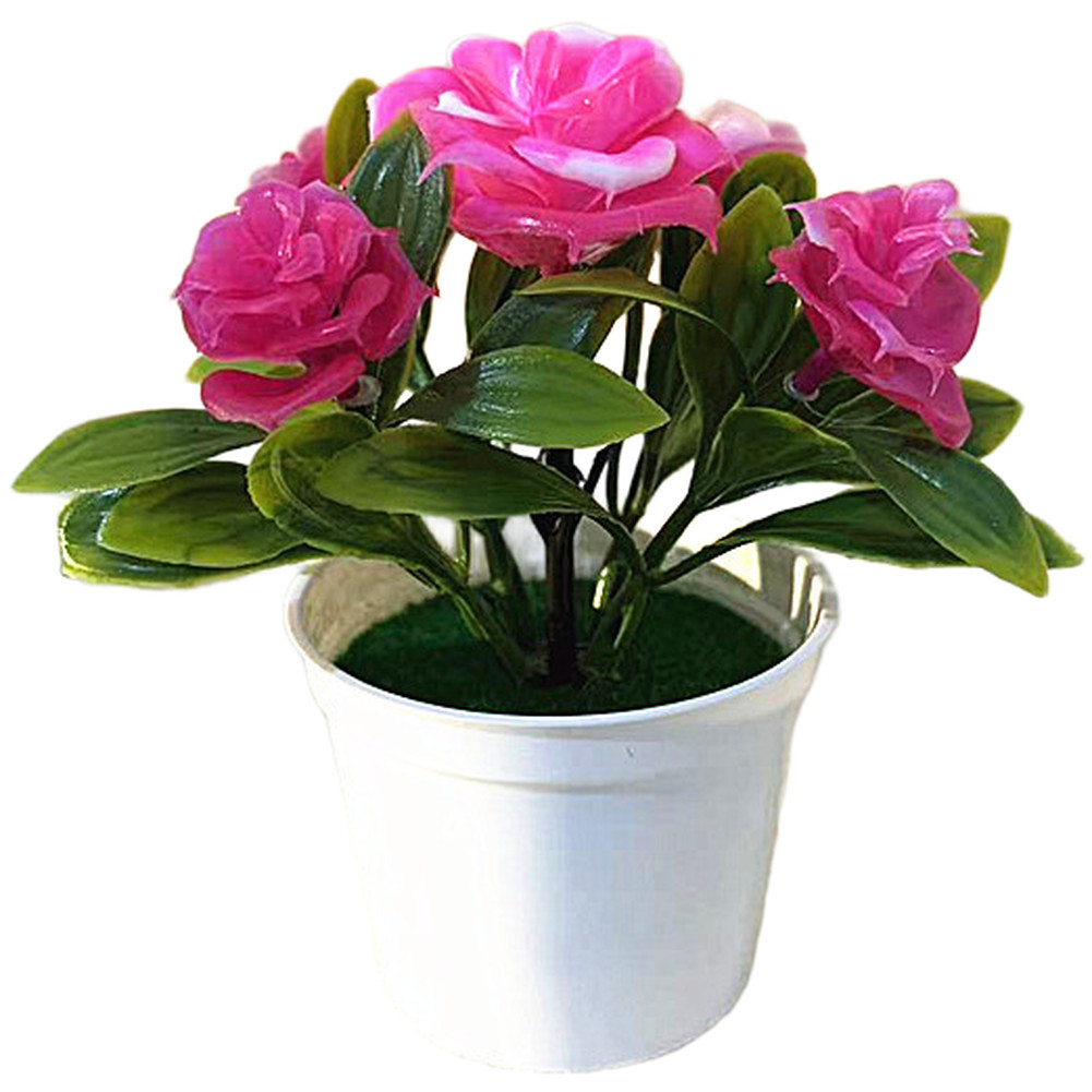 Indoor Artificial Rose Bonsai in Pot for Contemporary Home Office Table Decor