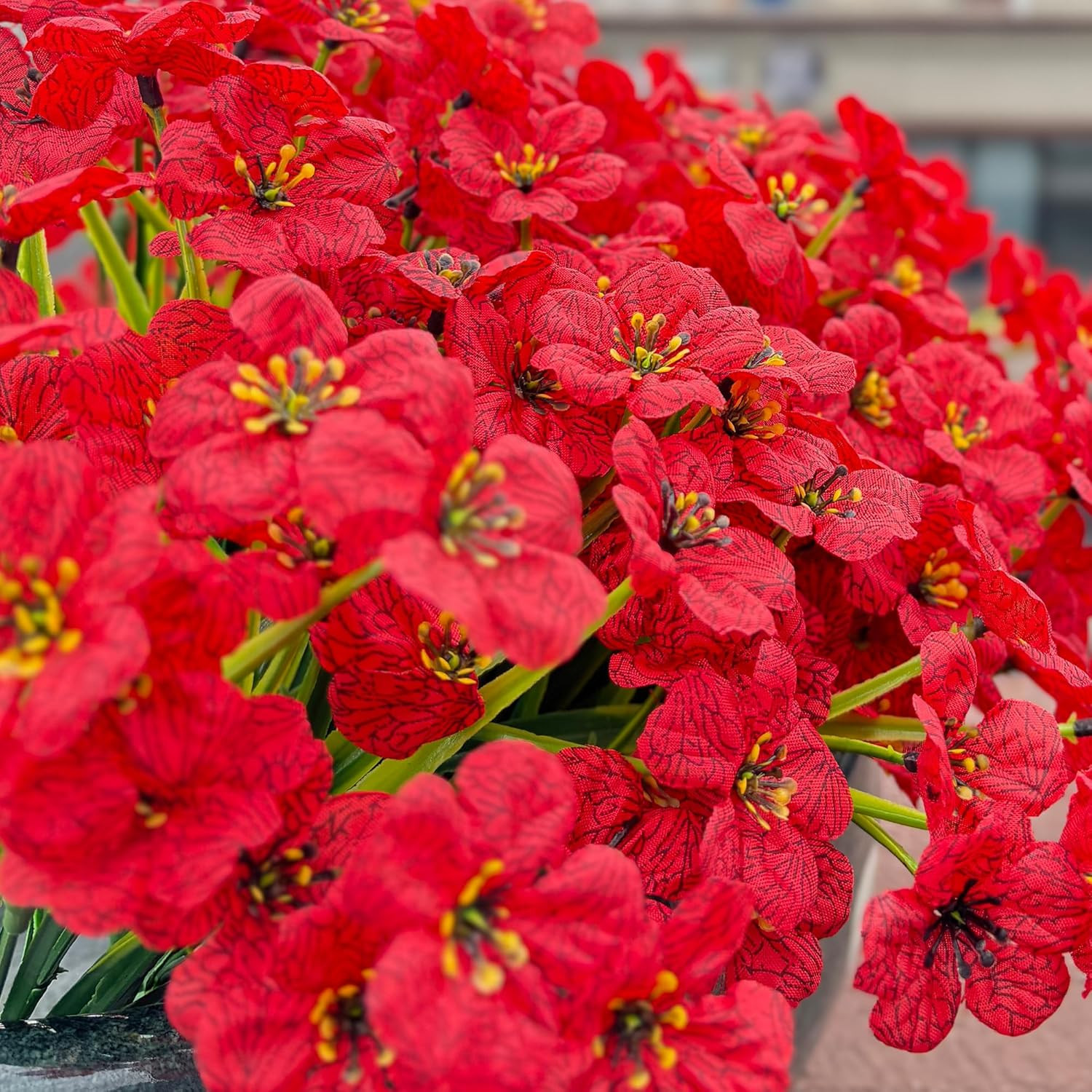 20 Bundles Artificial Flowers for Outdoors, UV Resistant Fake Flowers with Plast