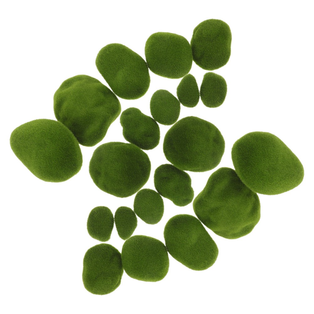 20 Pcs Simulation Moss Stone Realistic Artificial Rocks Decorative Faux