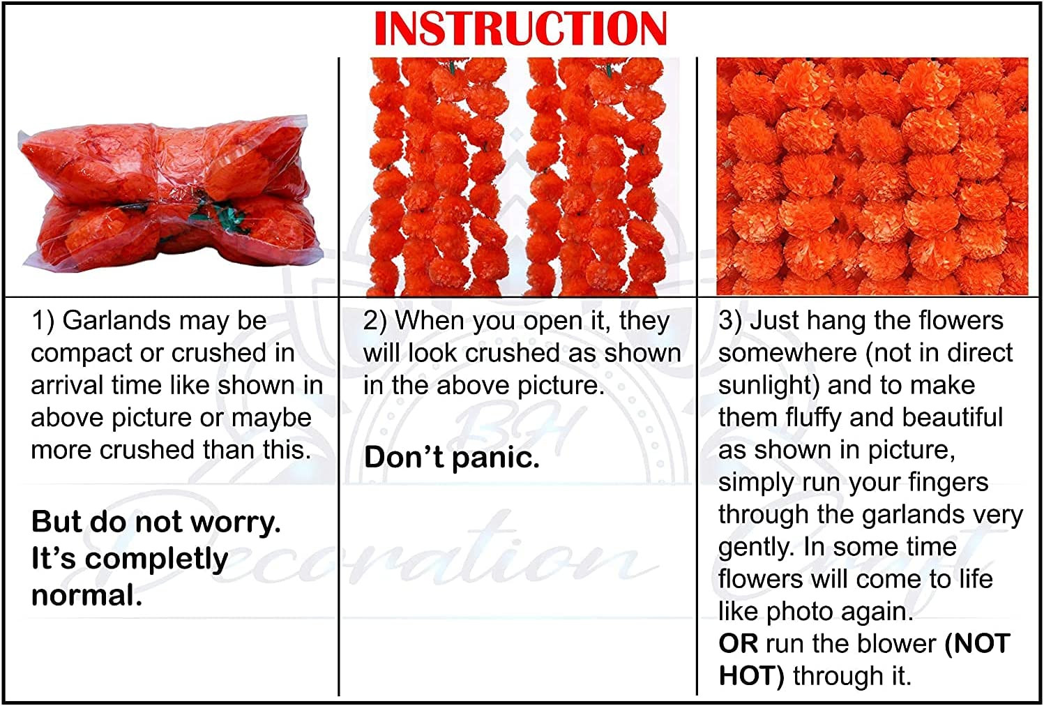 10Pc Marigold Garlands 4.5Ft Artificial Marigold Flower Strands Diwali Decoratio