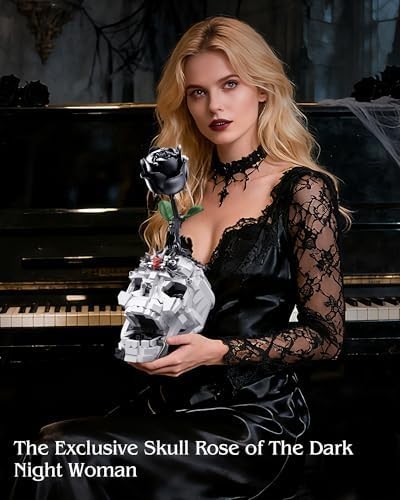Skull Rose Bouquet Building Set Compatible with Lego Flowers for Adult