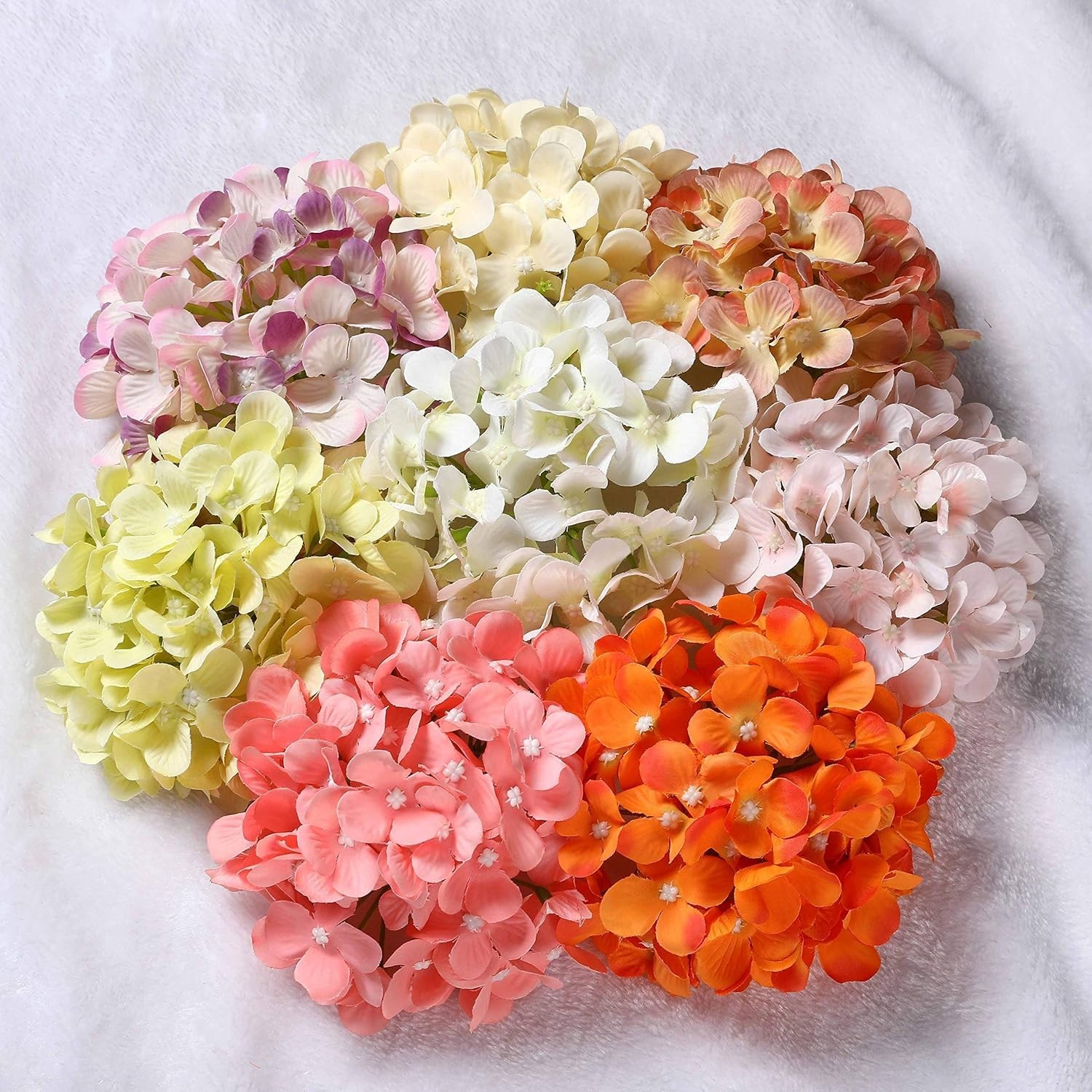 Realistic Silk Hydrangea Flower Heads – 10PCS Orange for Indoor Decor