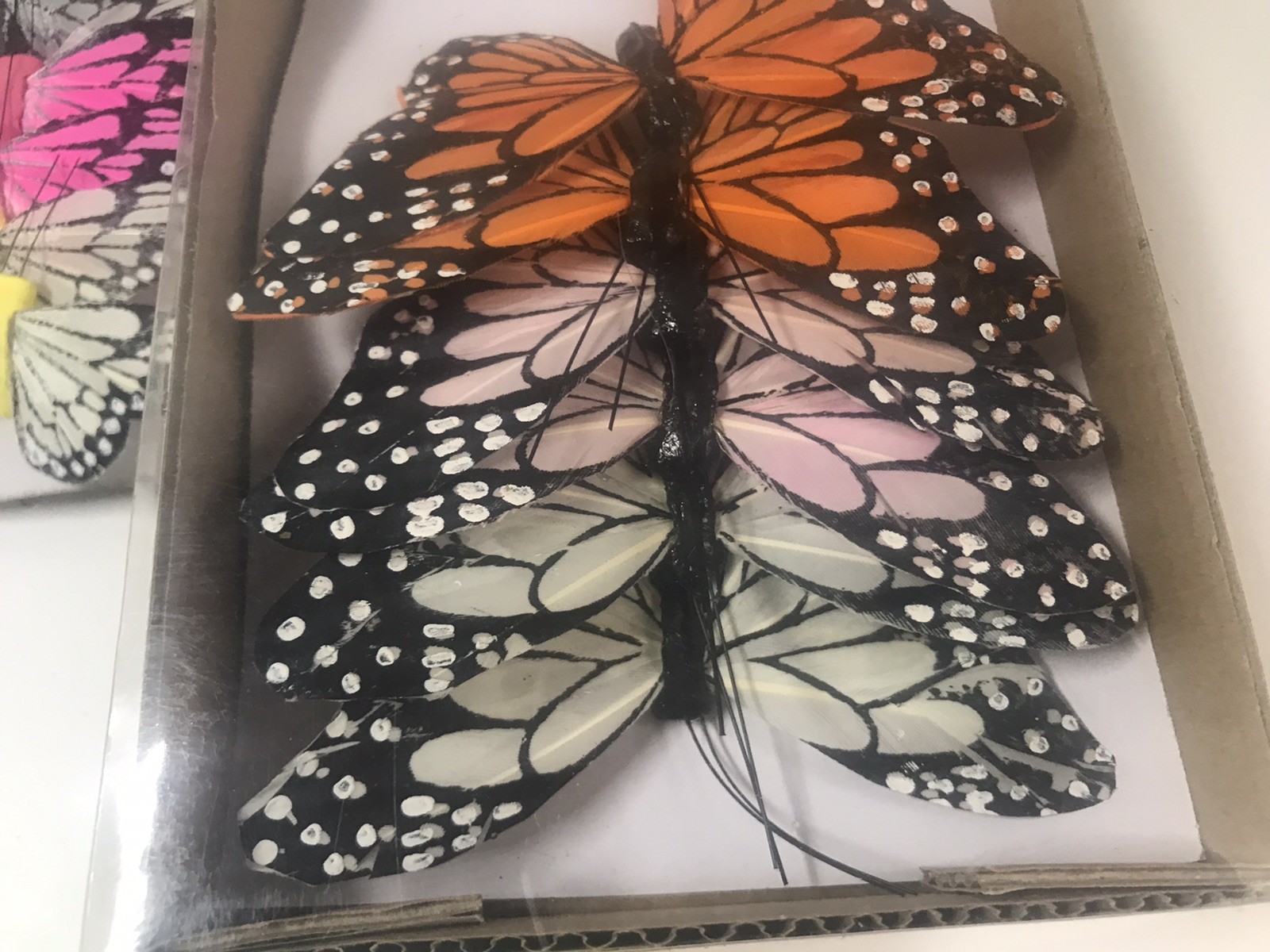 NOS Fake Butterfly for Craft Decoration Lot Of 36 with Wire Wedding Vintage