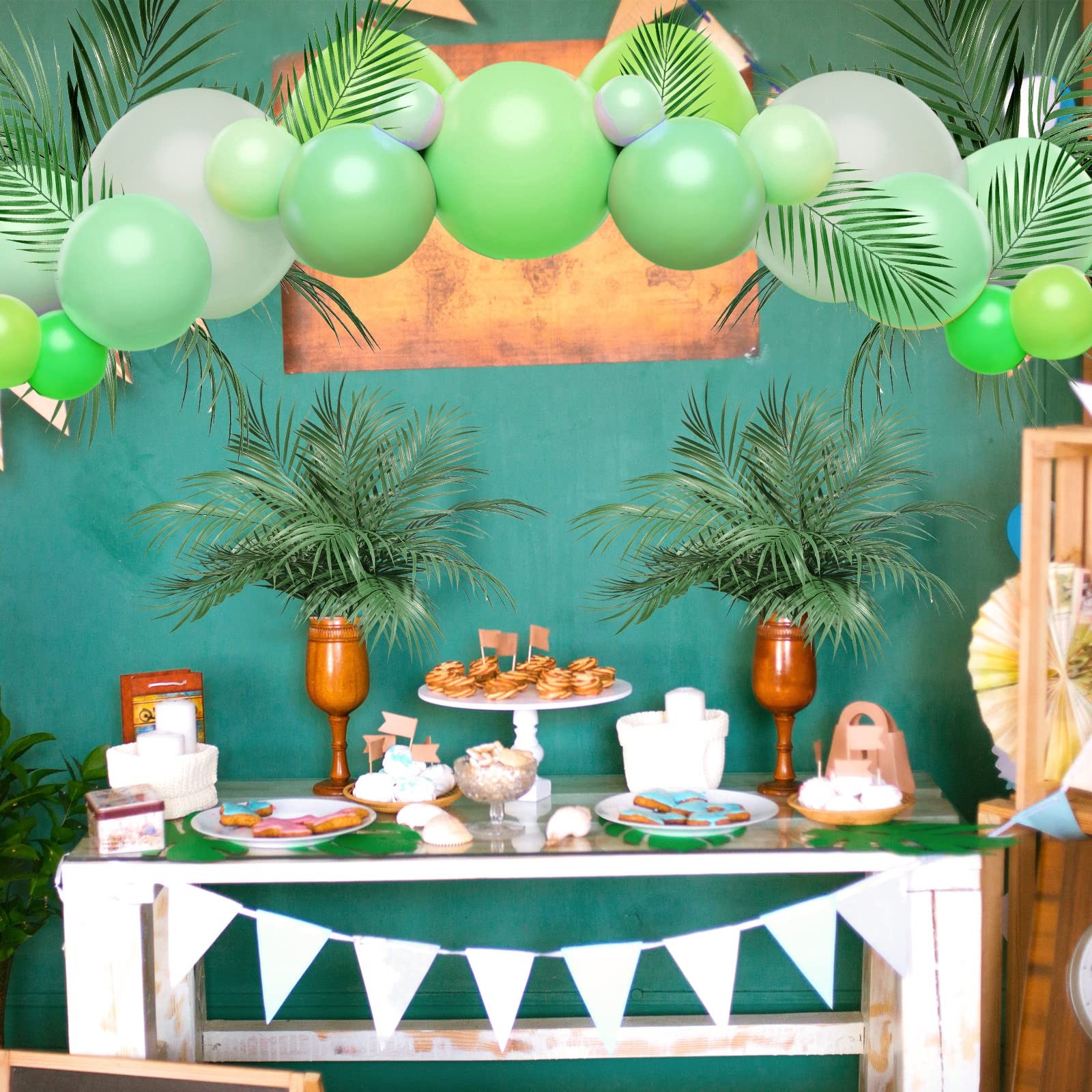 30 Pcs Artificial Palm Leaves Large Faux Plants Summer Hawaii Decorations Pla…