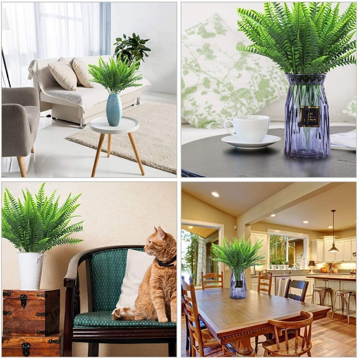 1/2/5X Plastic Lifelike Artificial Fern Foliage Bush Plants Outdoor Decor 2021