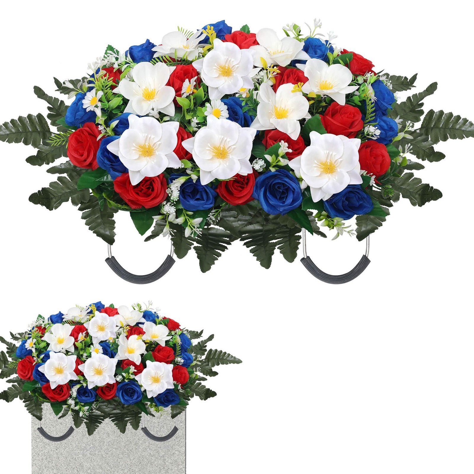 Headstone Flower Saddle, Artificial Cemetery Flowers for Grave Decorations – …