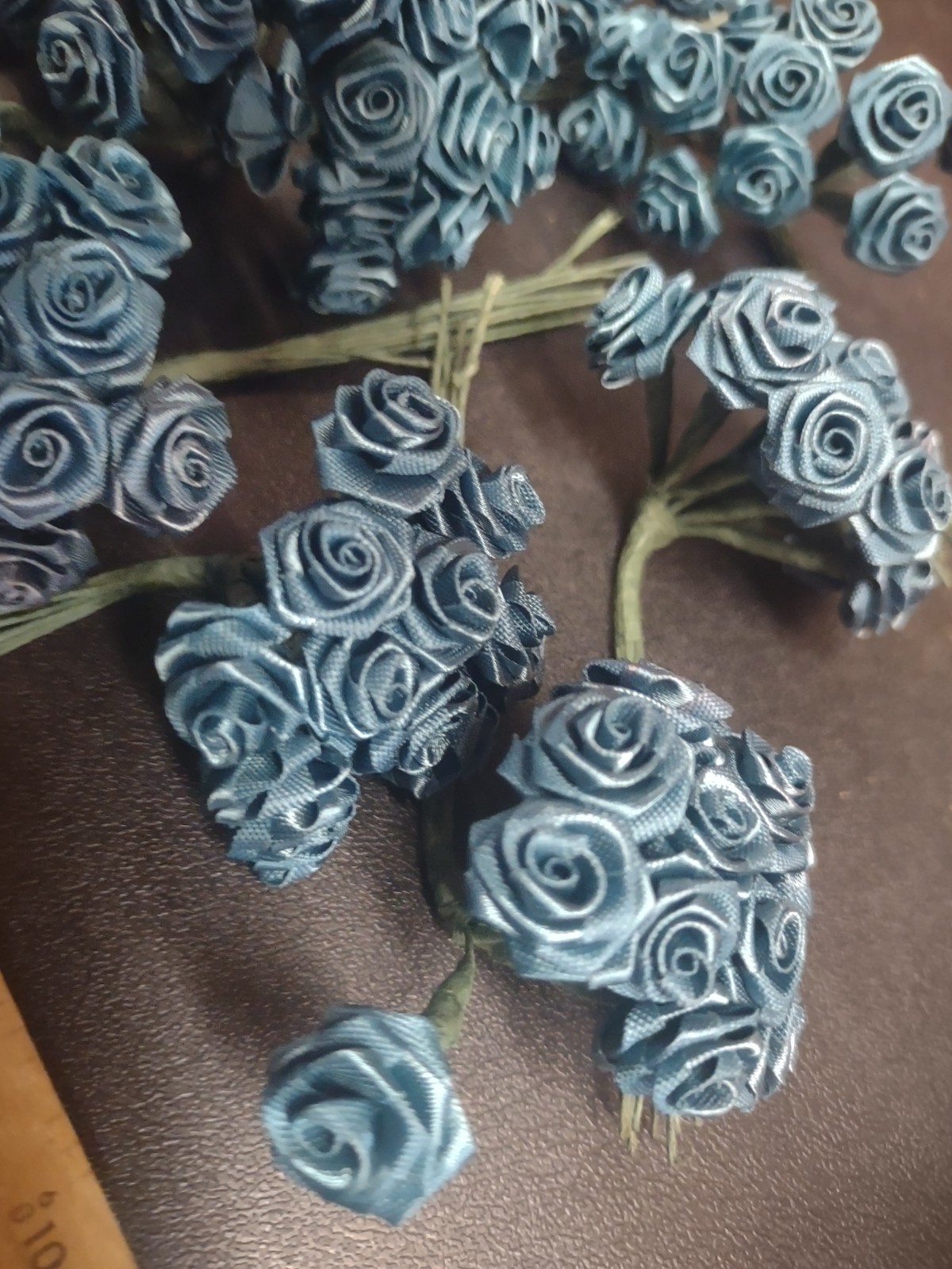 Mini Ribbon Roses, Teal Blue, 144 Pieces: Corsage, Bouquet, Millinery, Baskets