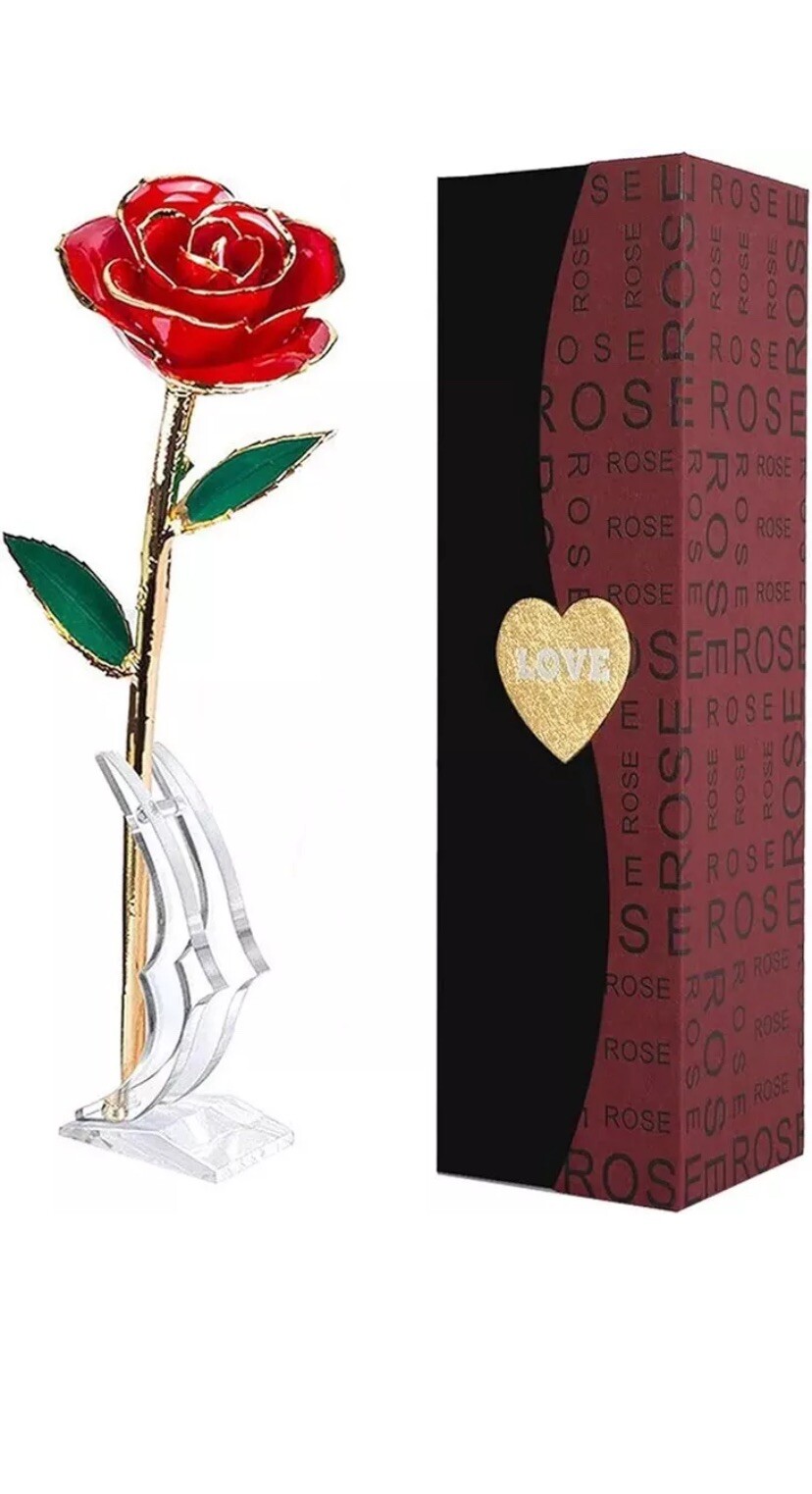 Gilded Rose Red Rose Love Gift Gold Tips Love