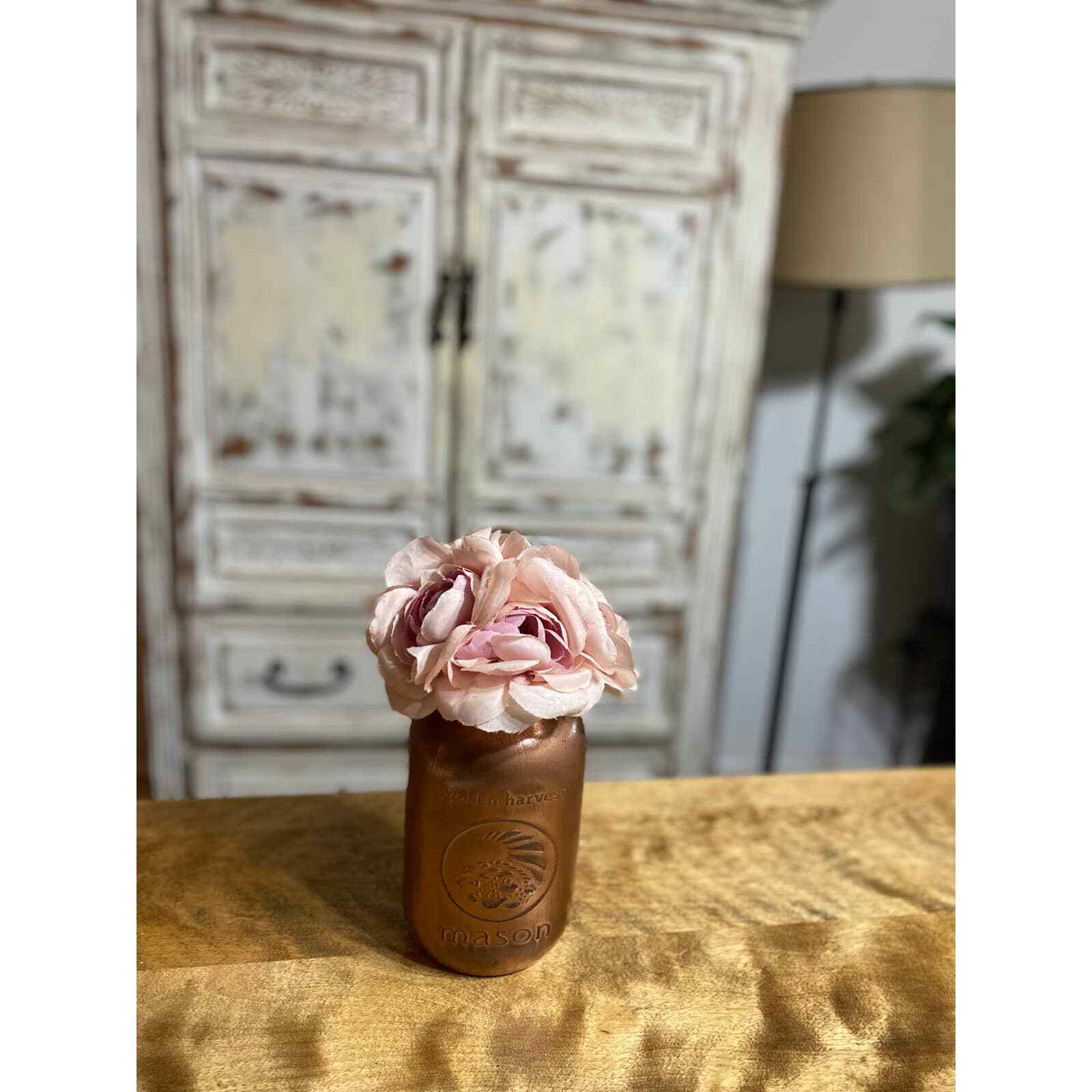 Metallic Rose Mason Jar Floral, Floral Arrangement, Floral Decor, Home Decor