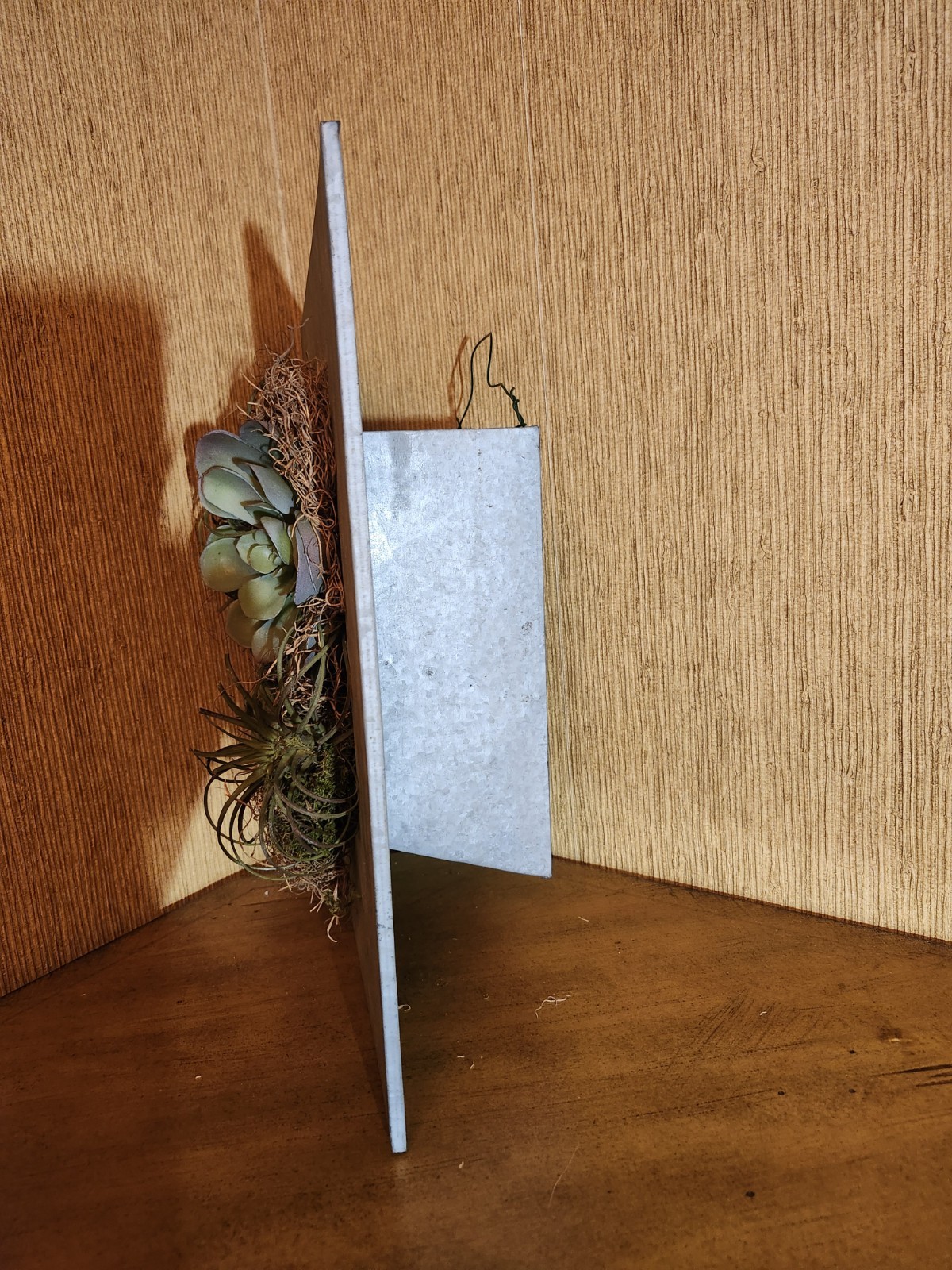 Faux Succulent Plants in Rustic Metal Frame Wall Decor, 14″ X 14″